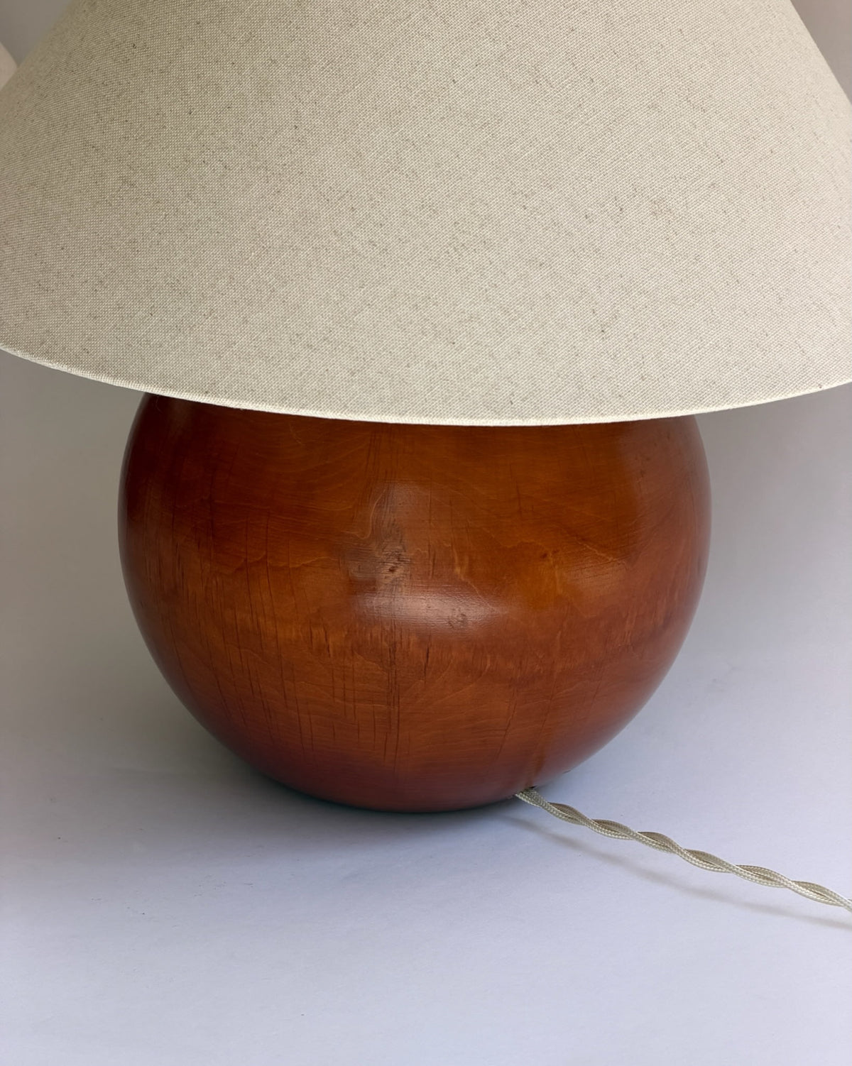Vintage Wooden Cone Table Lamp — detail view