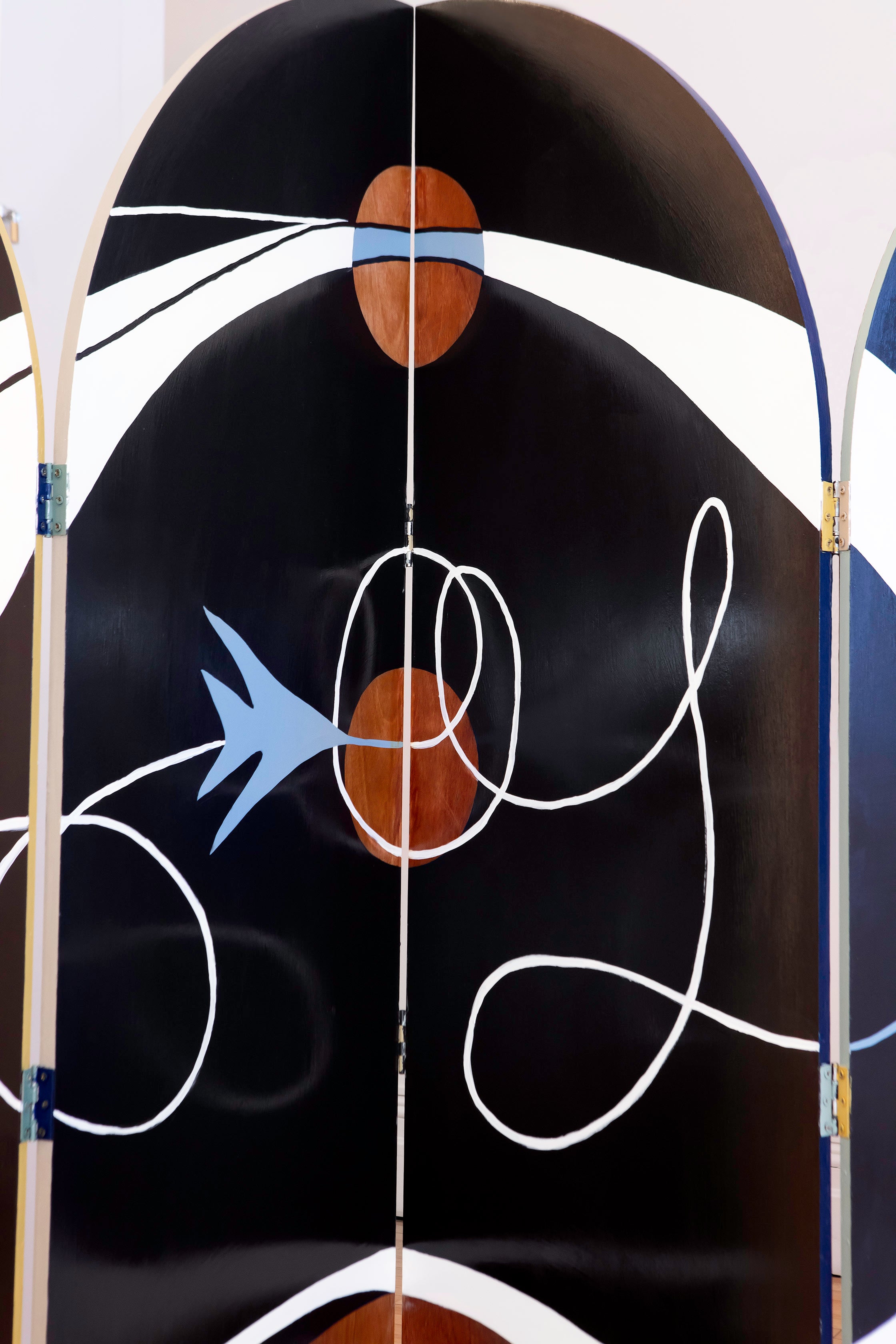Circular Motion Screen- Hand Painted Wooden Screen — side angle
