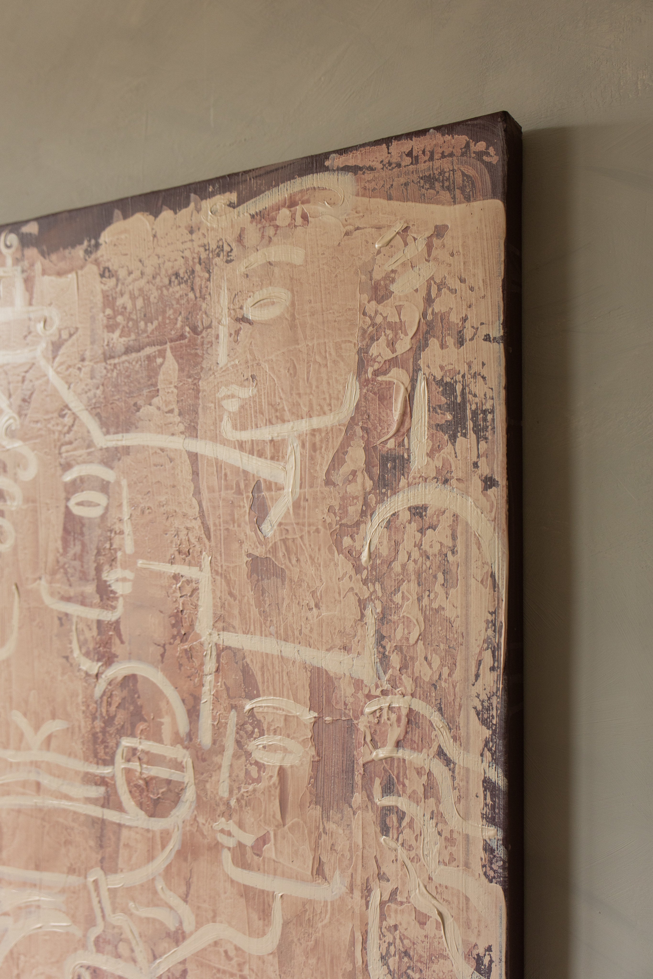 Poet's Recipe — side angle of textured canvas on wall
