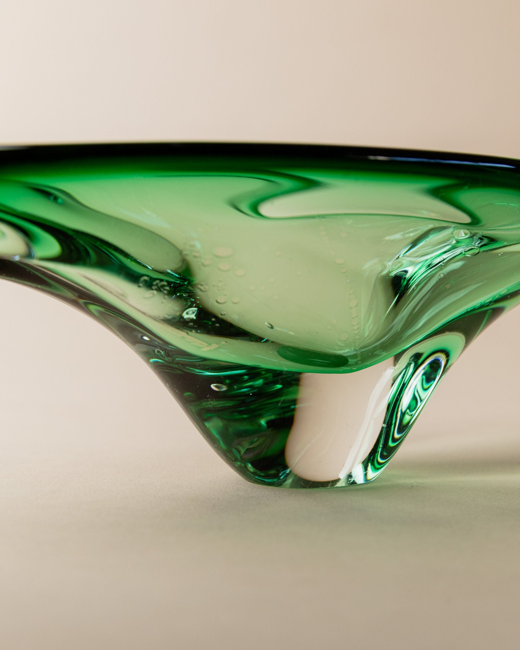 Murano Glass Bowl Green, Italy 1970s