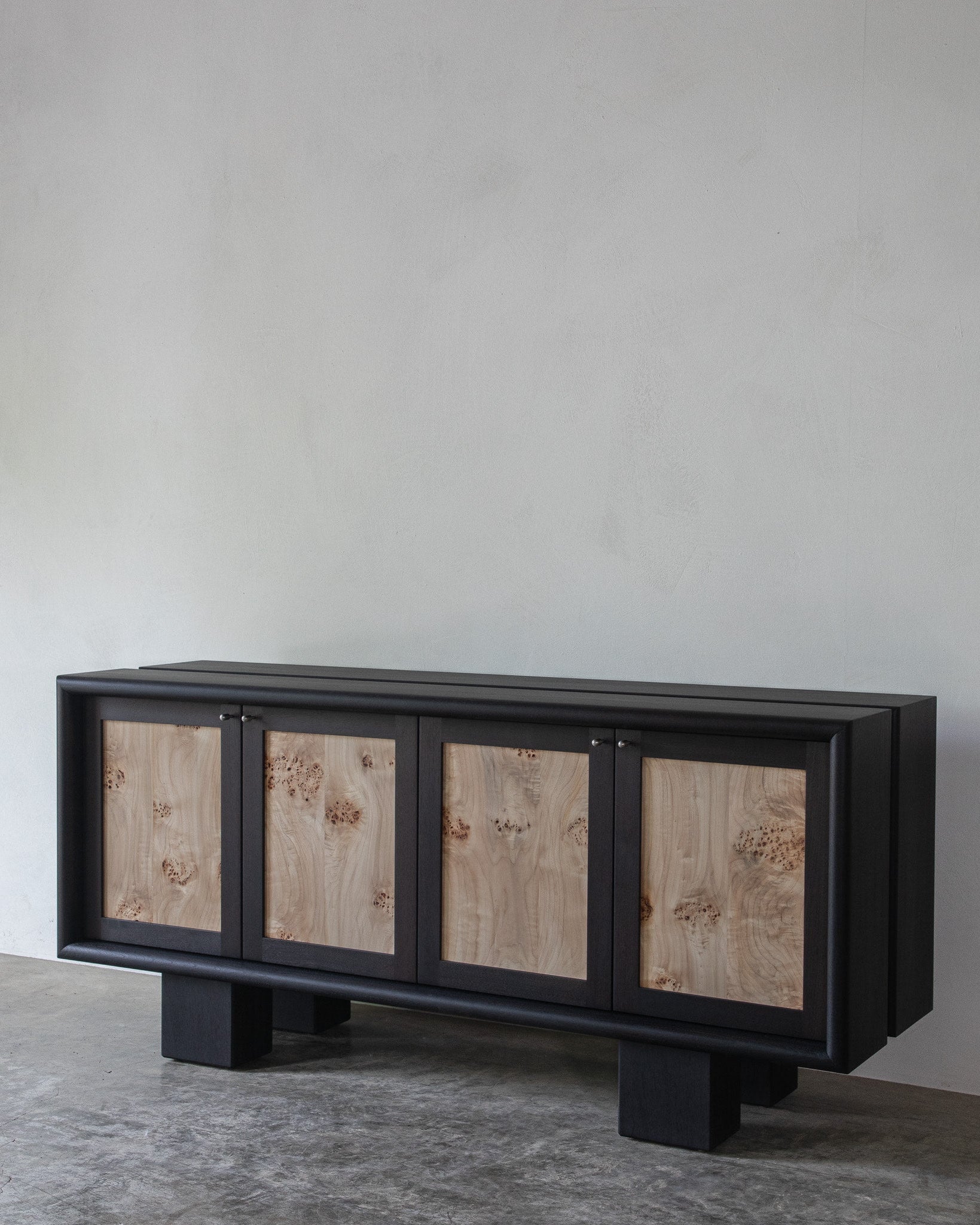 Elwha Cabinet — front view showing natural wood grain panels