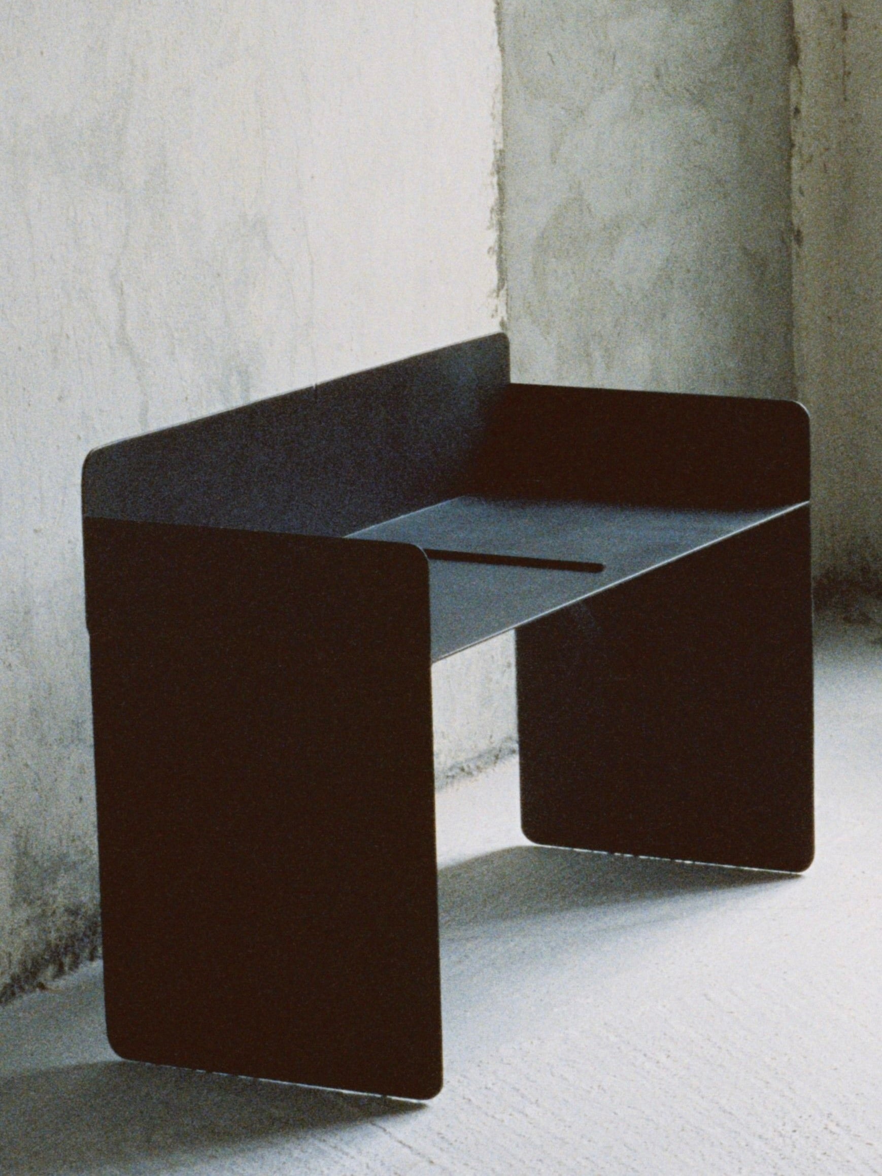 The Bench - Brutalist Bench in Steel by COSEINCORSO | The Oblist — modern black steel design