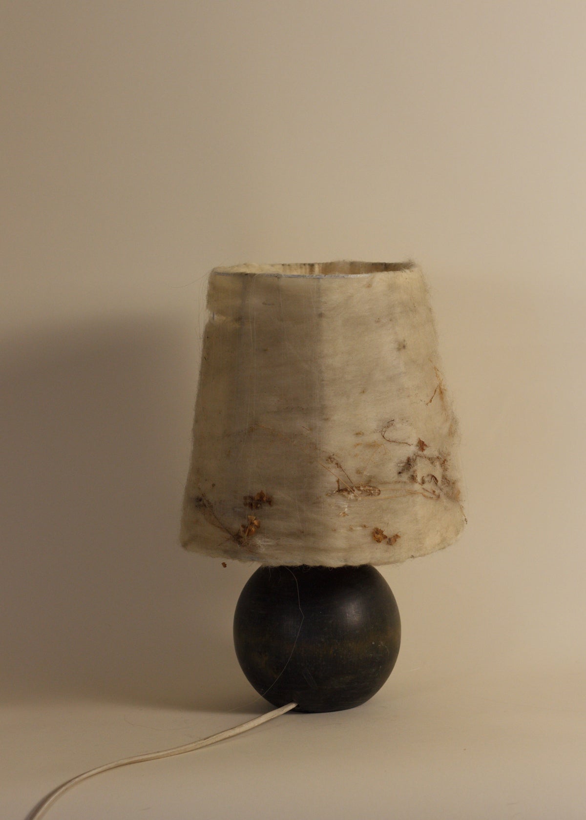 Sculptural Wood Sphere Lamp — detail view