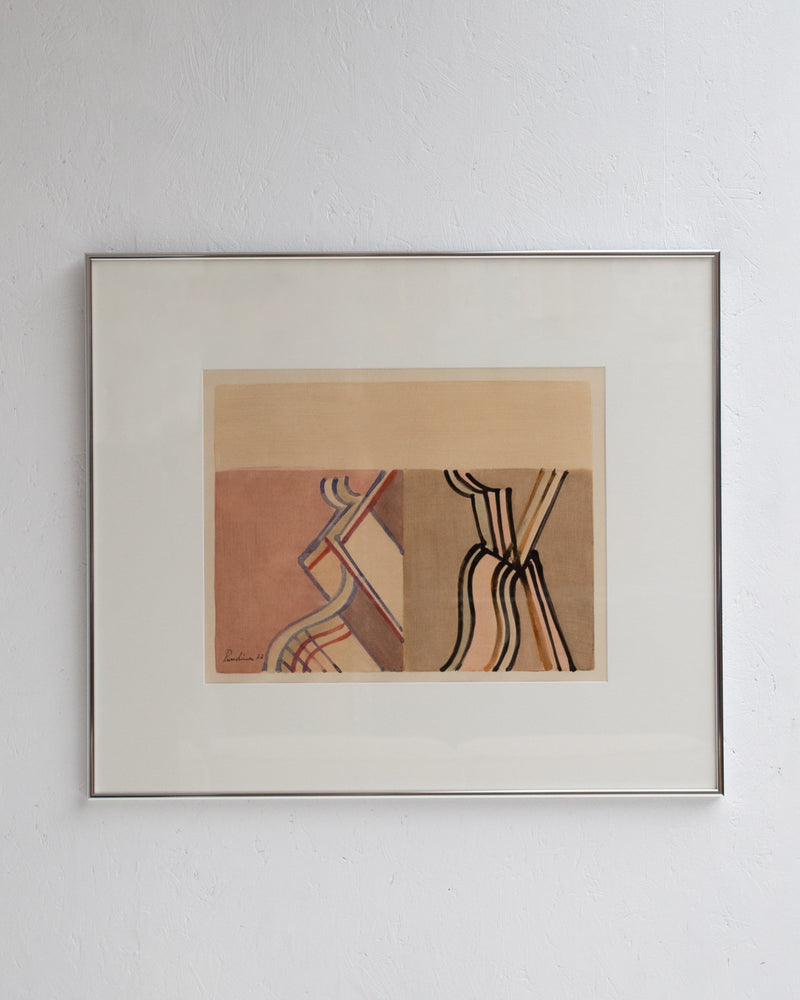 Mid Century Italian Work on Paper by Malata Antwerp | The Oblist — framed drawing, neutral tones