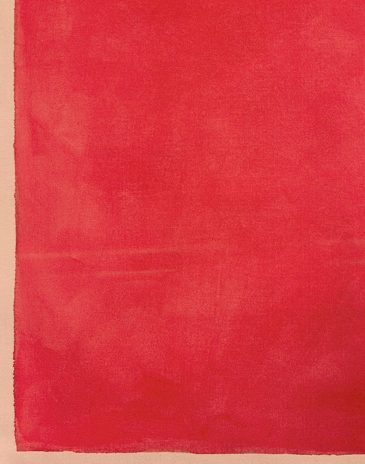 Three Layers of French Red Dye on raw canvas side view