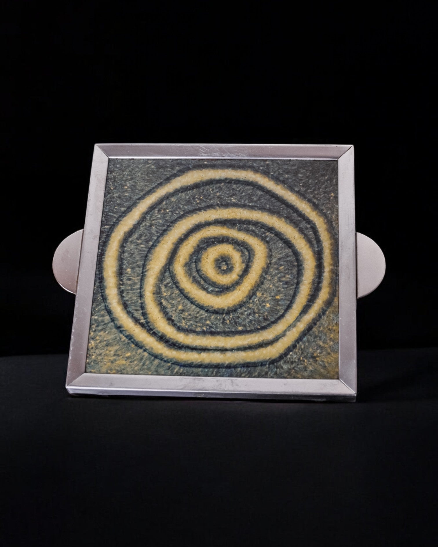 Space Age Spiral Ceramic Trivet, Spain, 1970's — close-up of spiral design in ceramic
