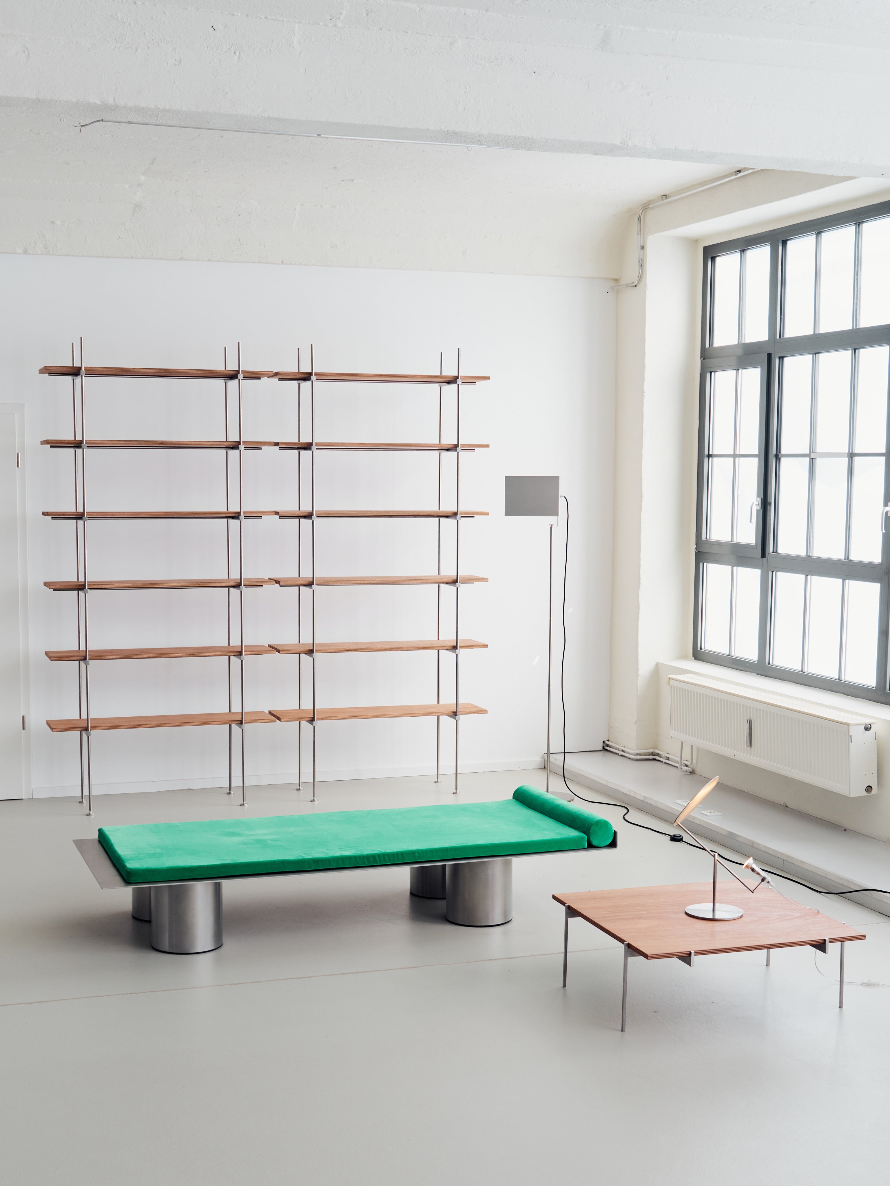 Monteverdi Daybed — back view with green upholstery in modern setting