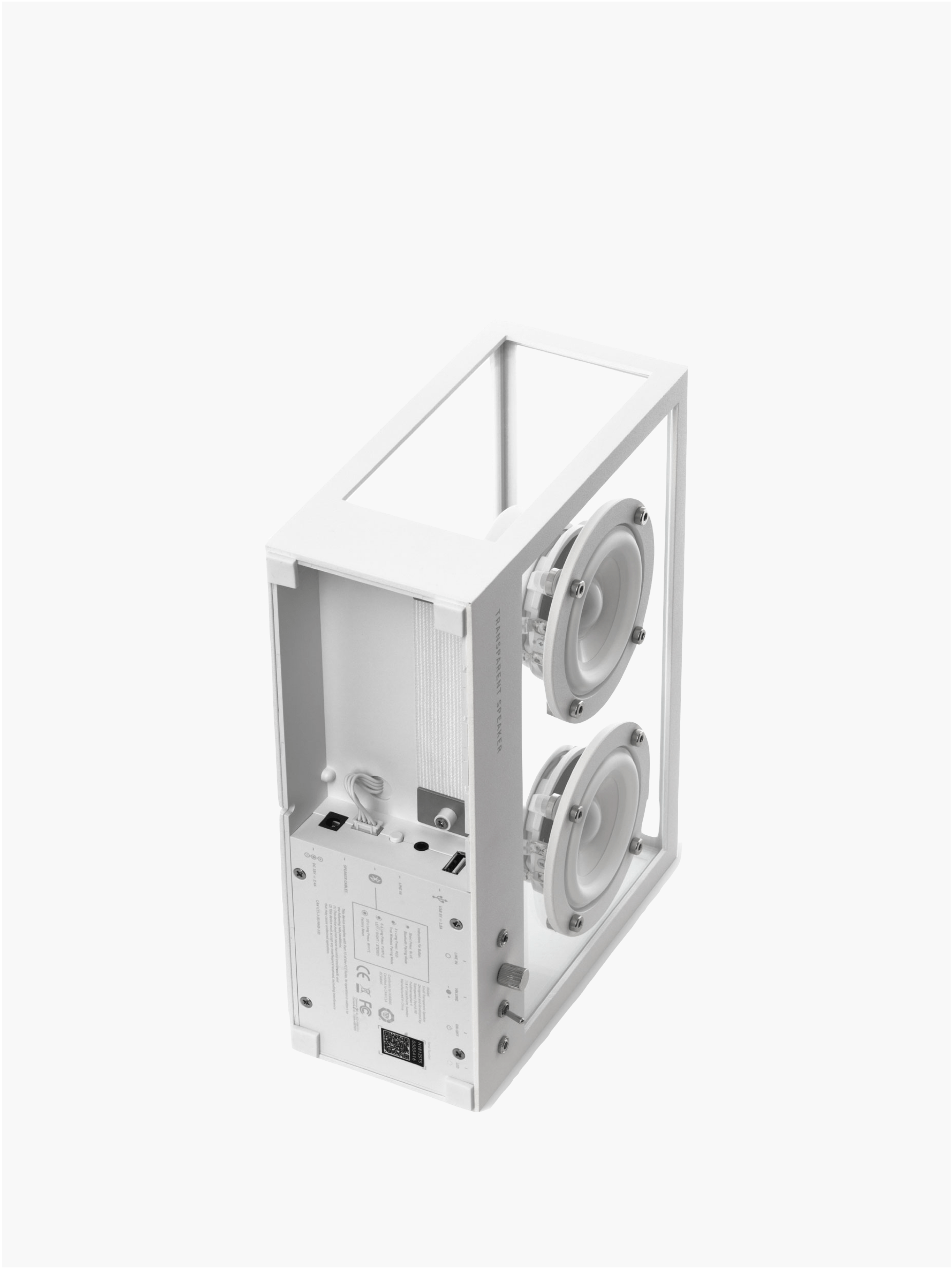 Small Transparent Speaker White - Bluetooth — top view showing dual speakers and controls