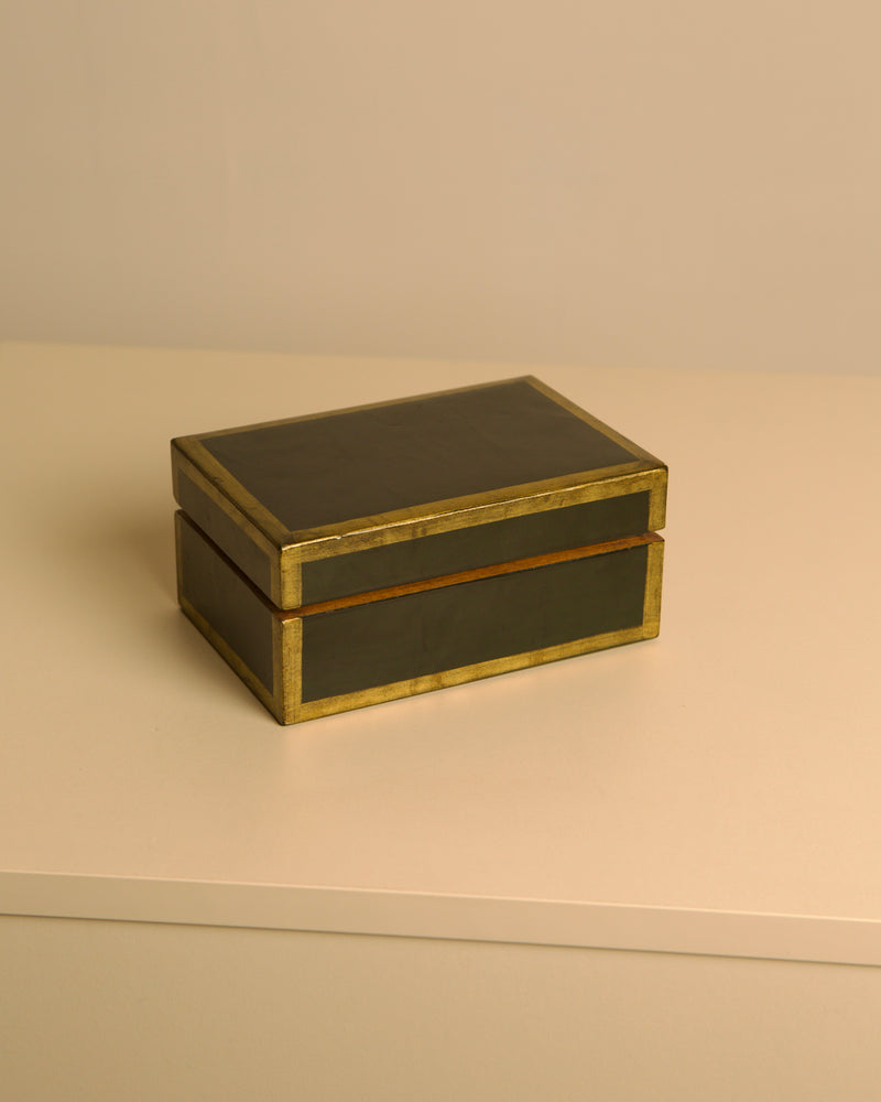Italian box in Forest Green Lacquered Wood, 80s by Treaptyque | The Oblist — vintage lacquered wood design