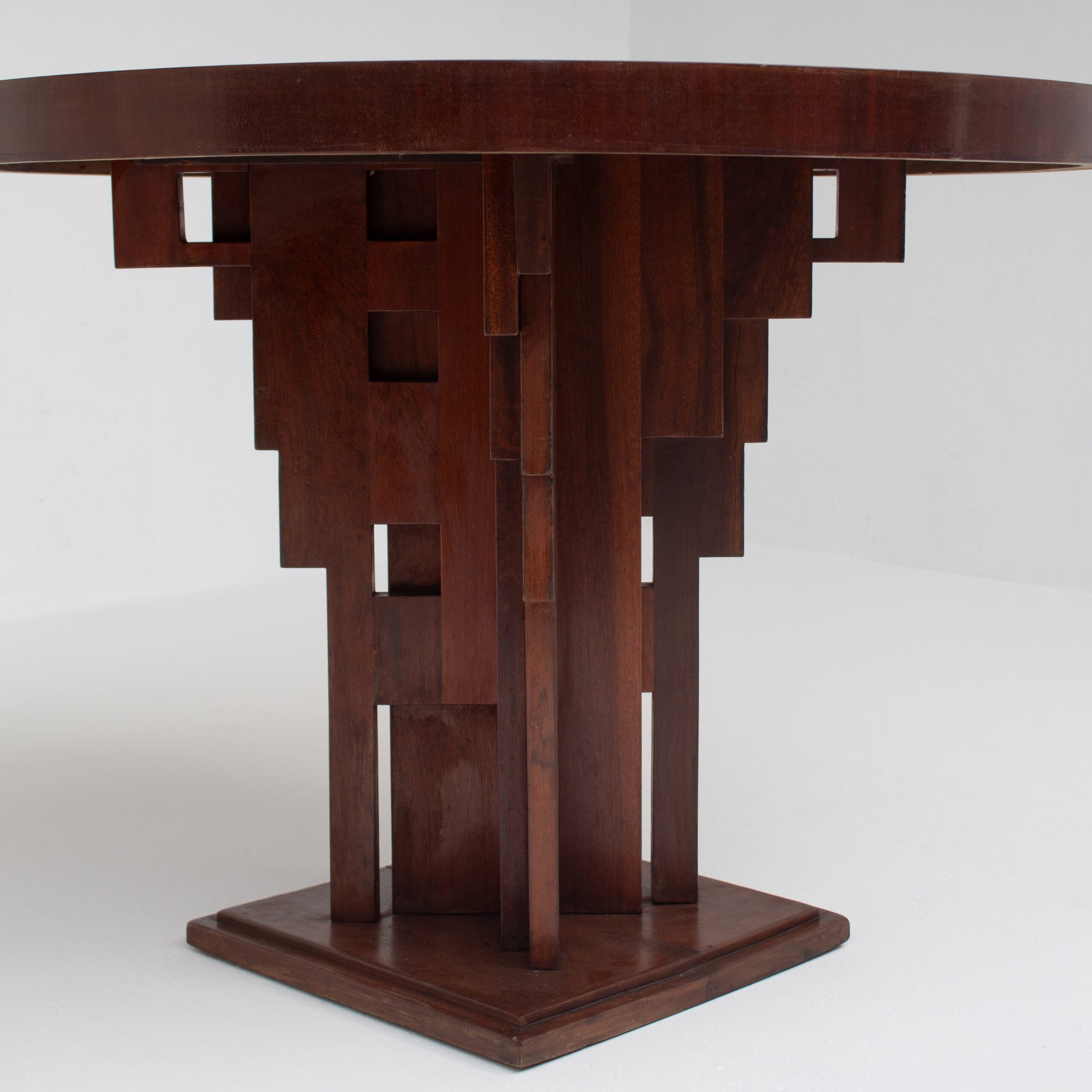 Art Deco Round Table with Geometric Base — lifestyle setting