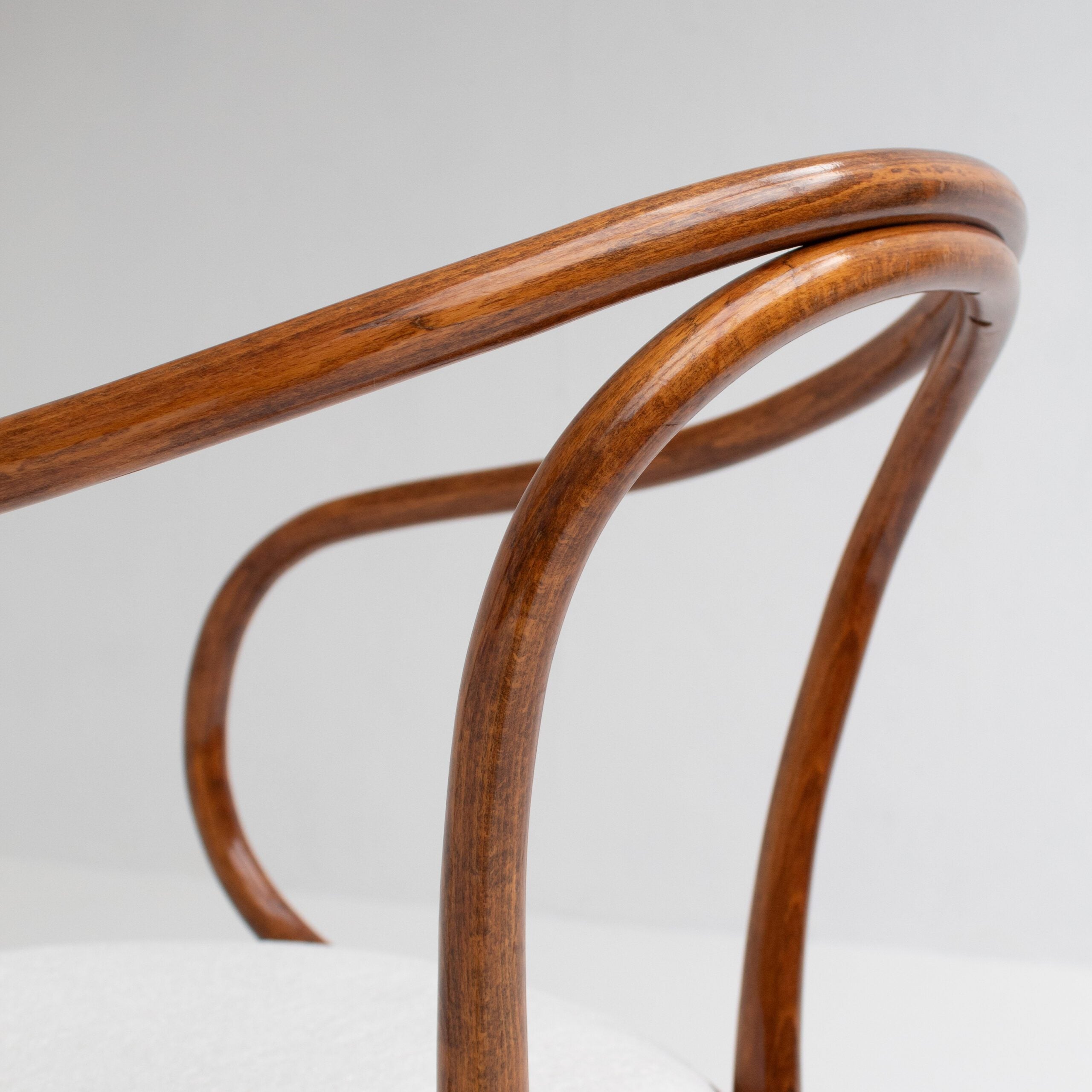 Set of Four Thonet Bentwood Armchairs in Walnut with Bouclé Upholstery — view 9
