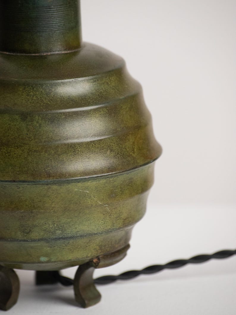 Art Deco Ribbed Metal Table Lamp — in context