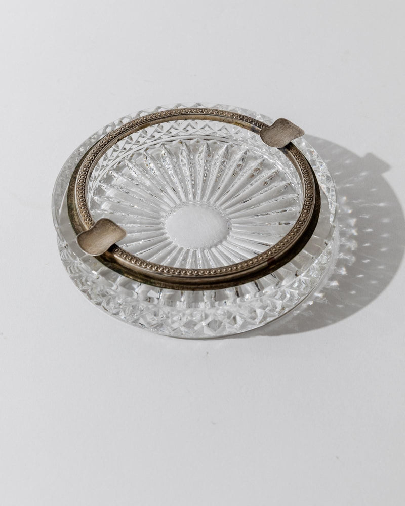 1920s Crystal Glass Ashtray by Bottega Jacobs | The Oblist — clear glass with metal accents