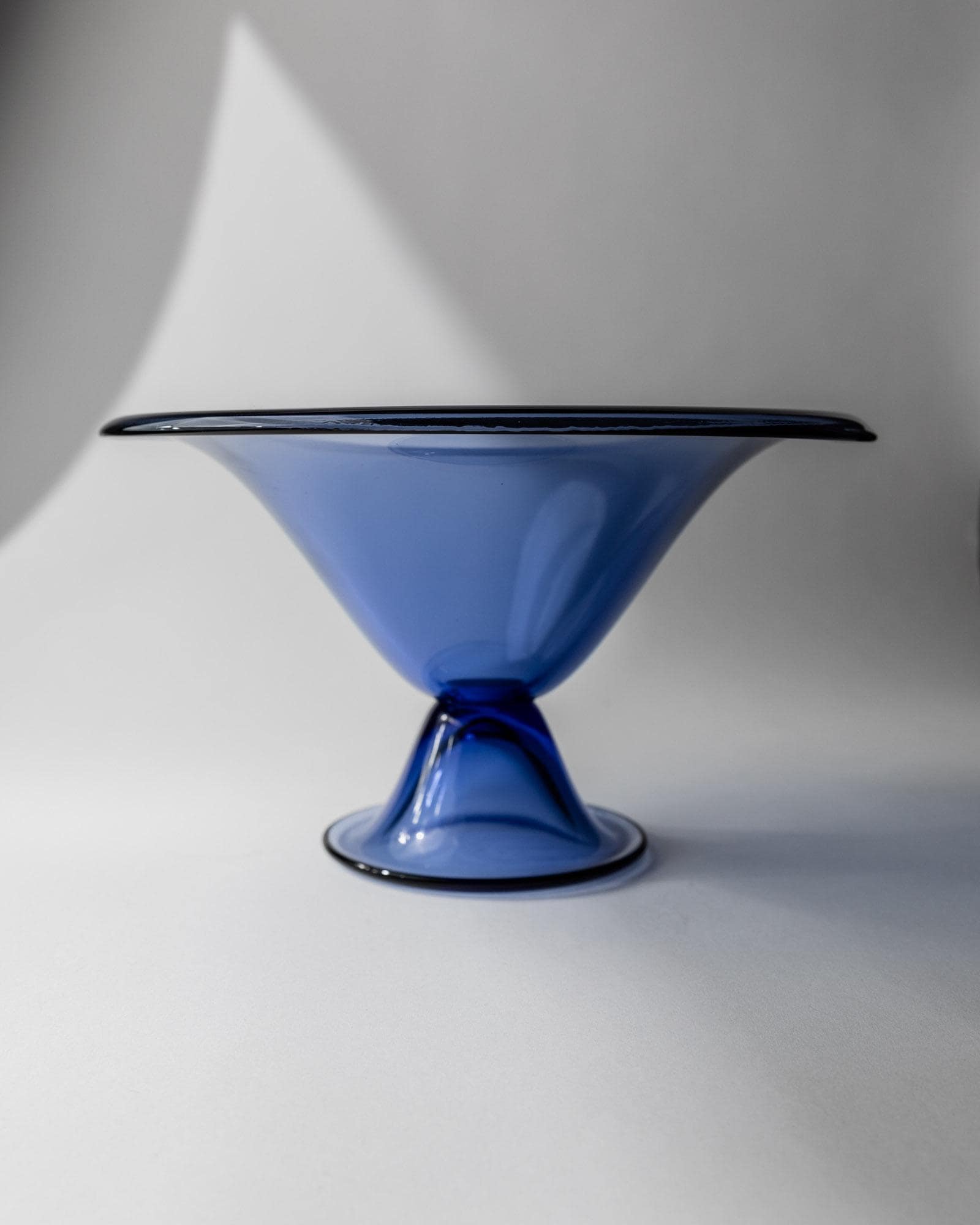 1980s Murano Glass Bowl — side view highlighting blue glass texture