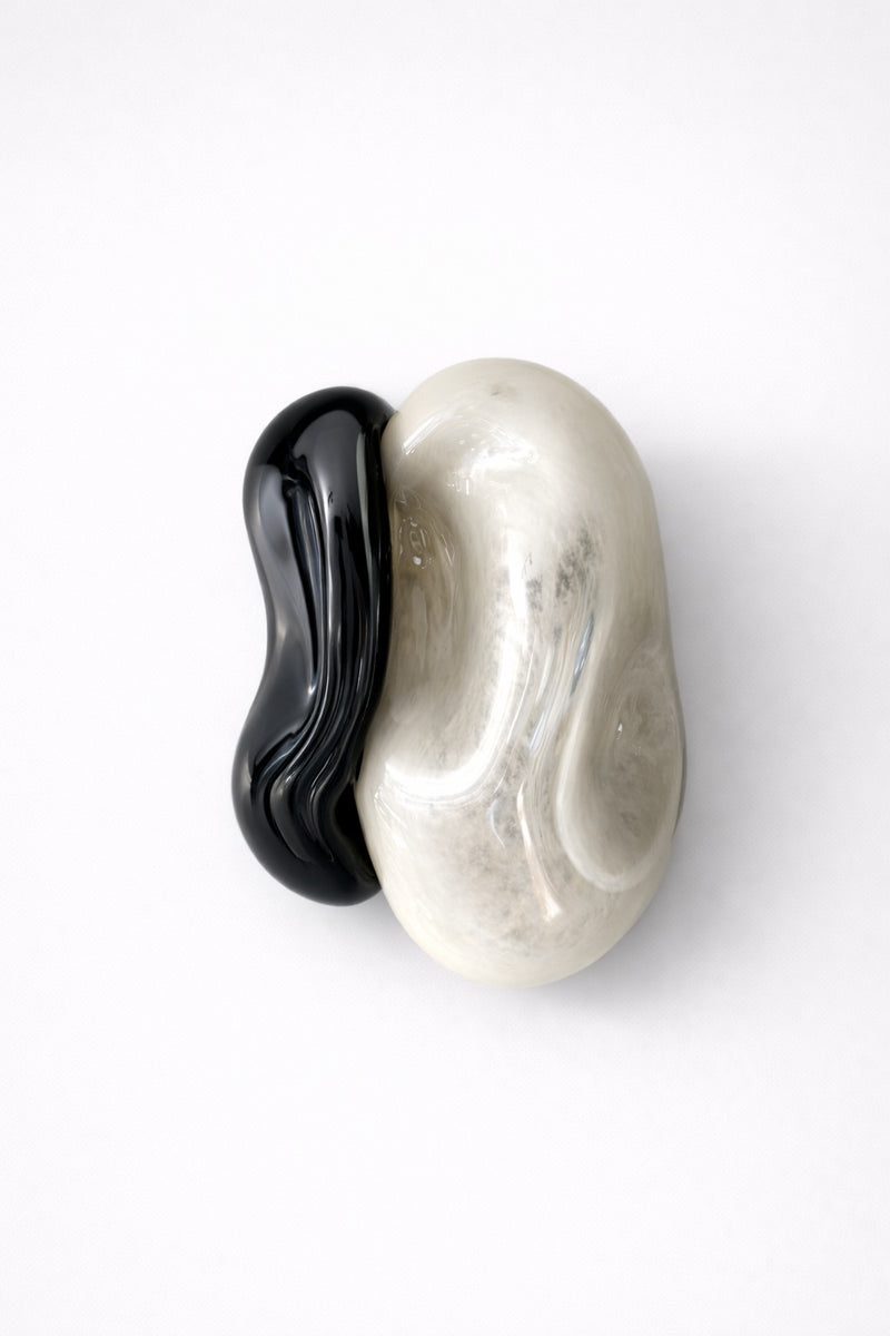 Nacre XIV' Sculpture — close-up of black and white resin detail