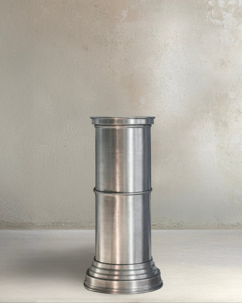 Contemporary End Tables in Metal - Brushed Collection by CASPAL | The Oblist — brushed metal finish
