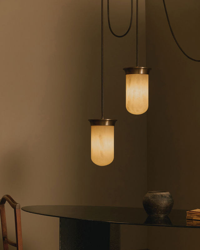 Alabaster Lanterns - YUKIMI Twin Pendants by CTO Lighting | The Oblist