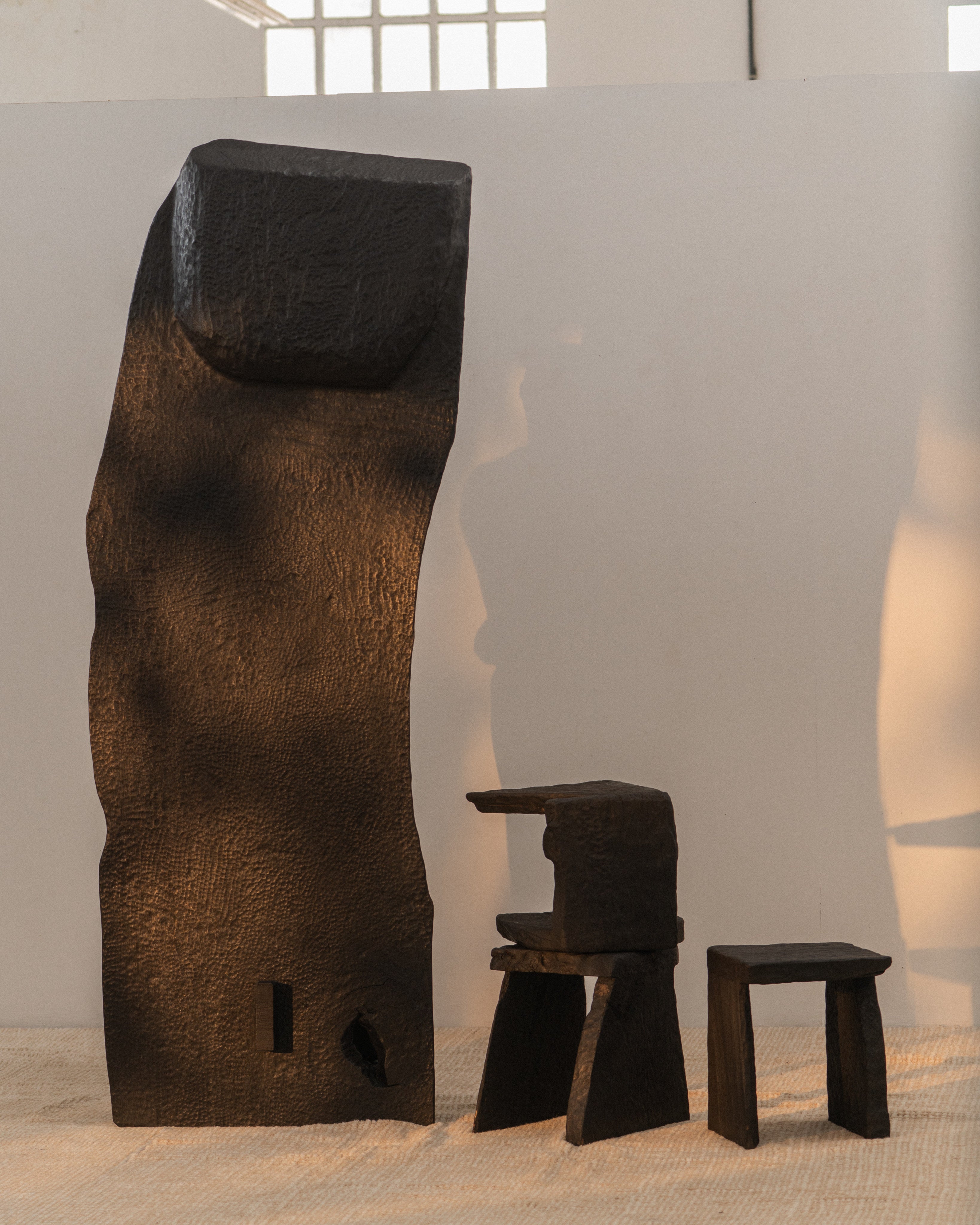 Massif Carved Stool in Eucalyptus Wood — additional view