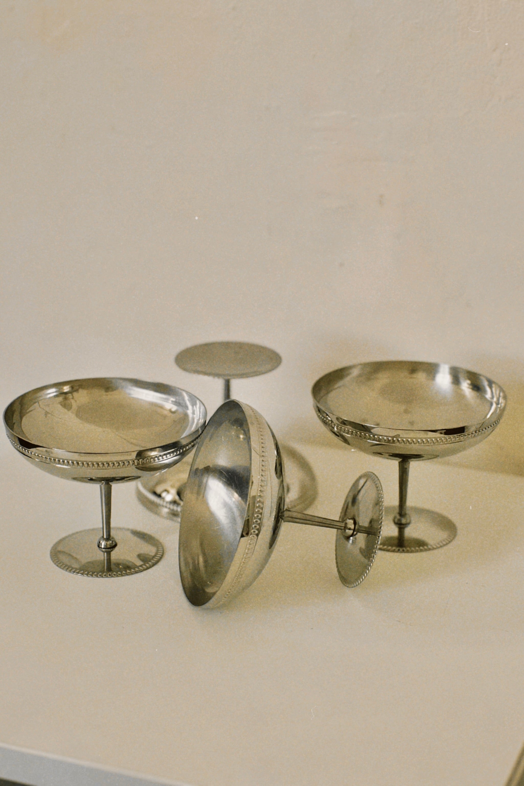 Set of 4 Silver Ice Cream Coupes