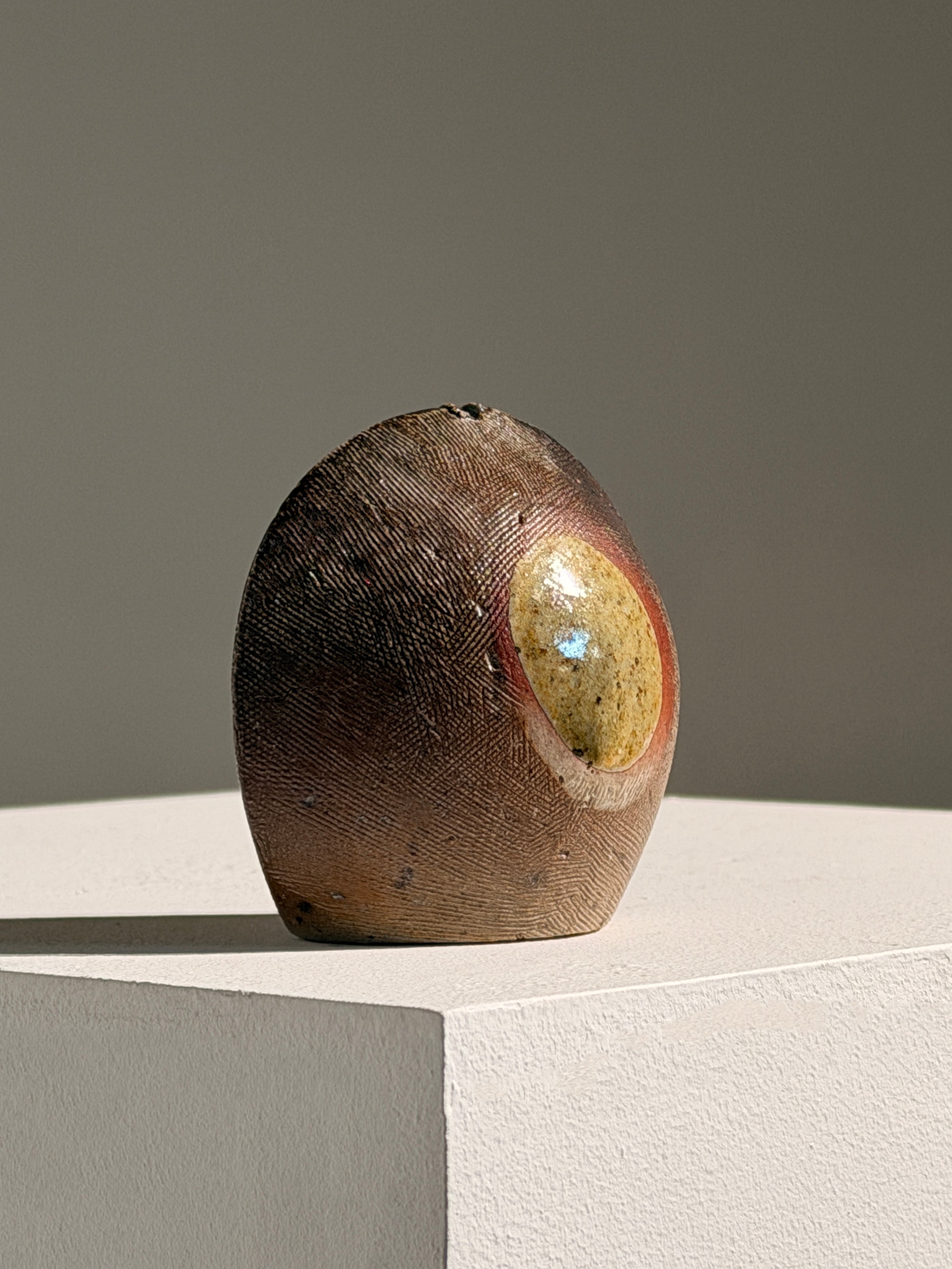 Rare Soliflore Vase by Gustave Tiffoche — side angle showing textured ceramic surface
