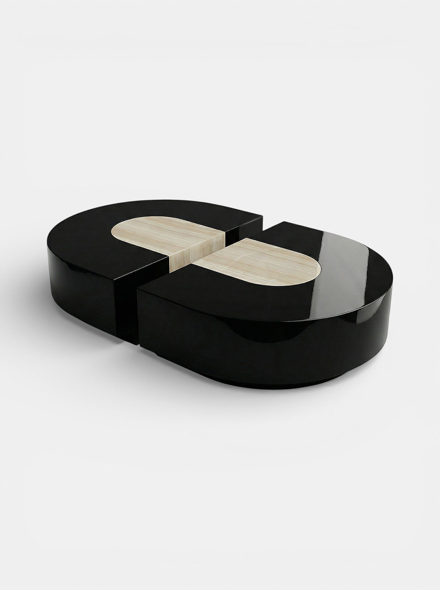 Baci Capsule Black And Ivory Onyx — side angle showing glossy black finish