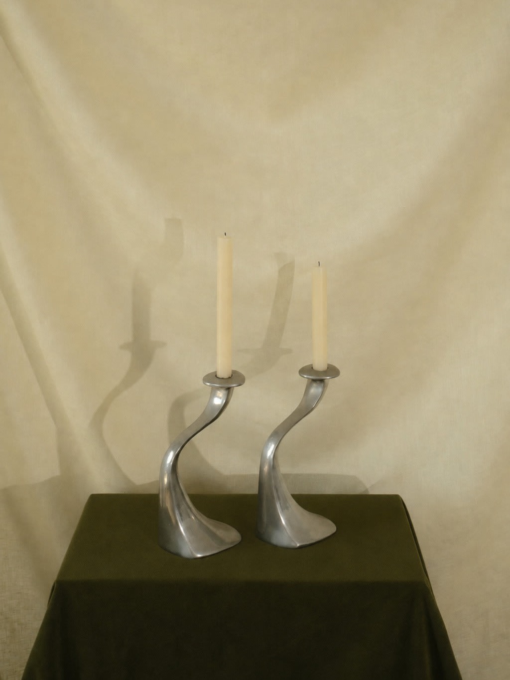 A Sculptural Set of 2 Inox Candle Holders by Truffe Studio | The Oblist
