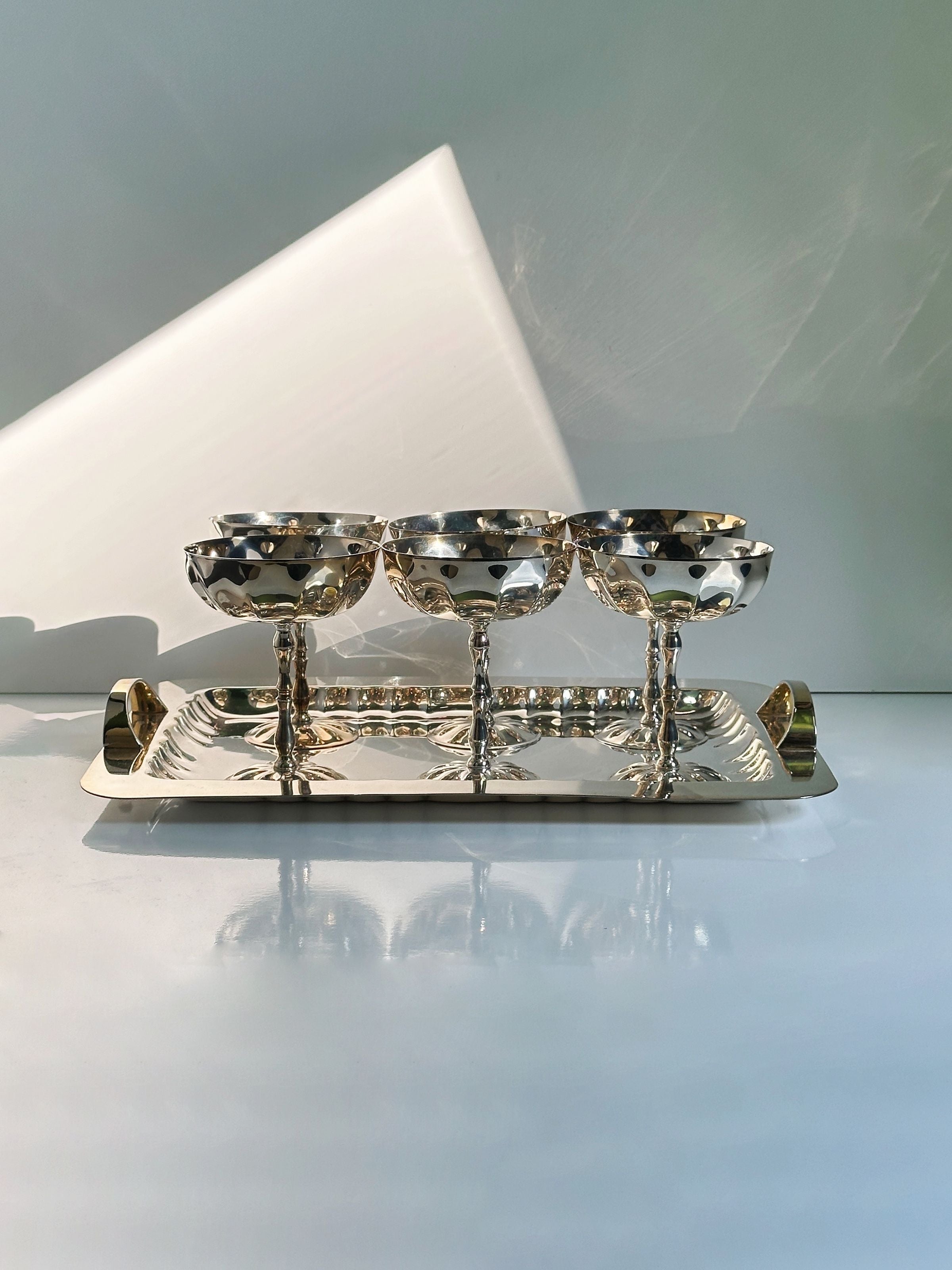 Silver-plated Italian Champagne Coupes