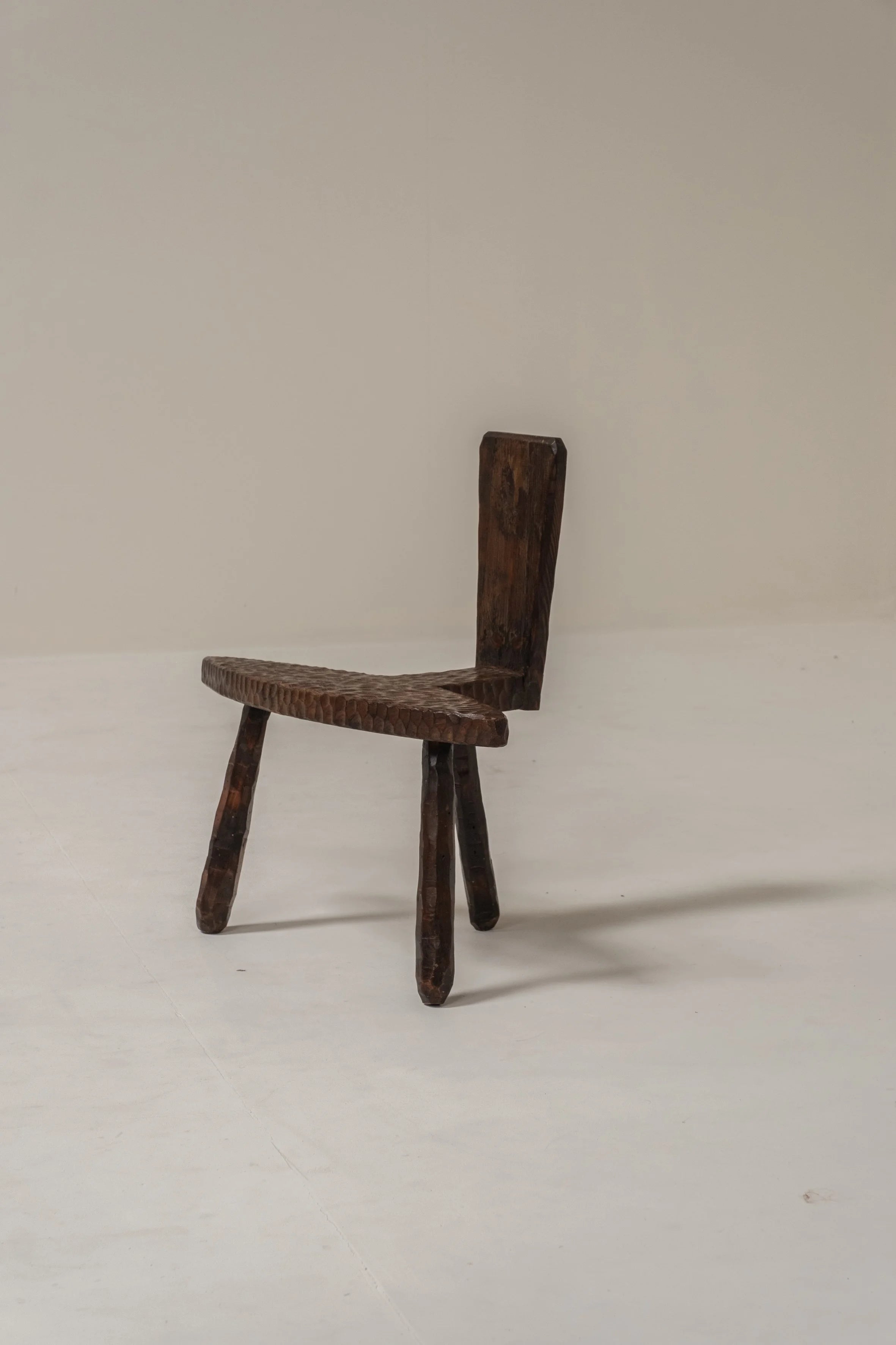 Pair of Hand-Carved Brutalist Wooden Chairs, France, 1950s — in context