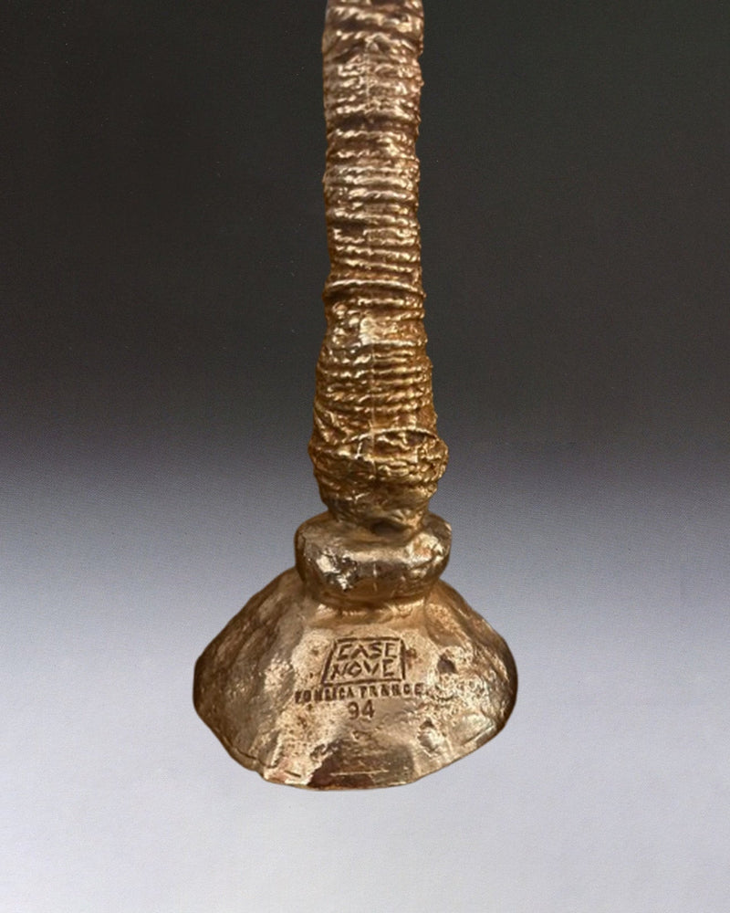Bronze Table Lamp Base by Pierre Casenove — close-up of textured bronze base