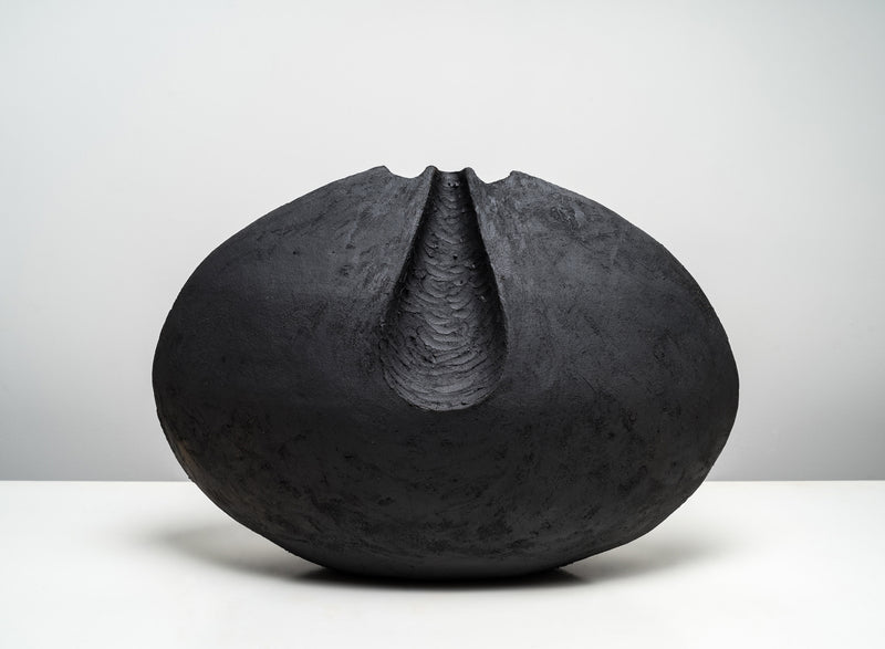 Organic Modernism Vessel in Black Clay - Belly by Beverly Morrison | The Oblist — handcrafted black clay sculpture