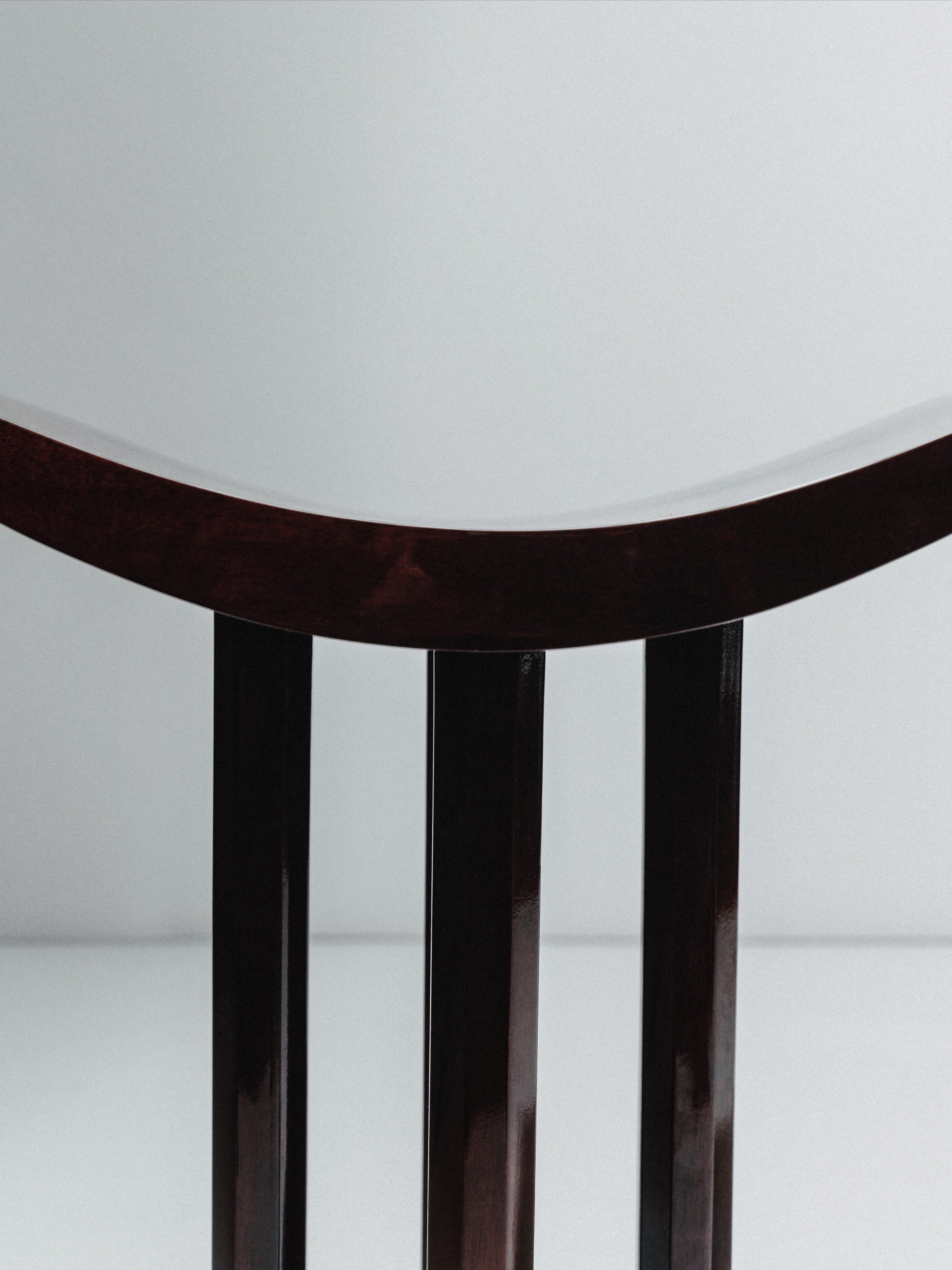 Curule Stool, Art Deco Style, Varnished Wood, Late 20th Century, France — close-up