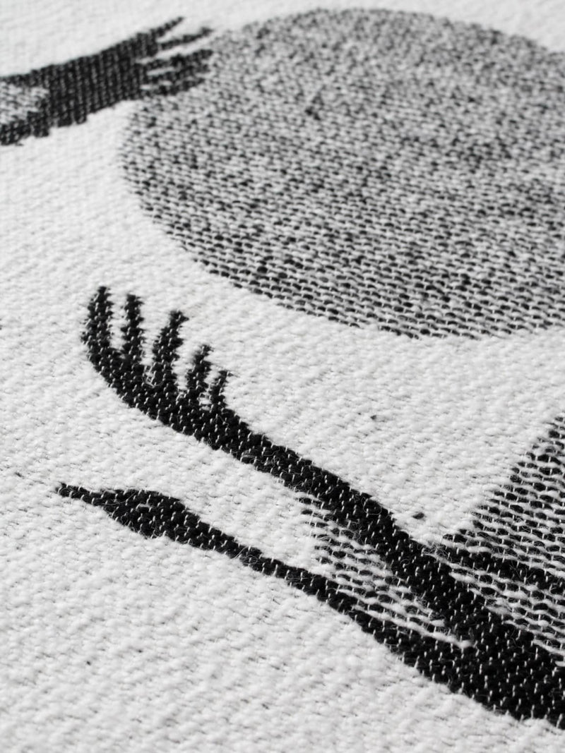 Vintage Finnish wool tapestry tire track pattern detail