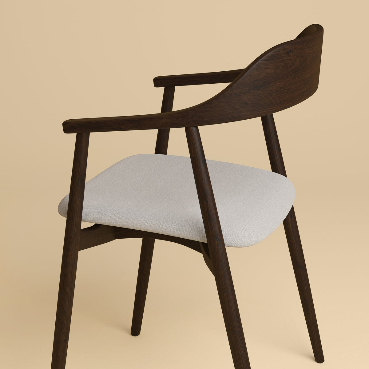 Wooden Dining Chair - MIKURA Series in Smoked Oak — side angle