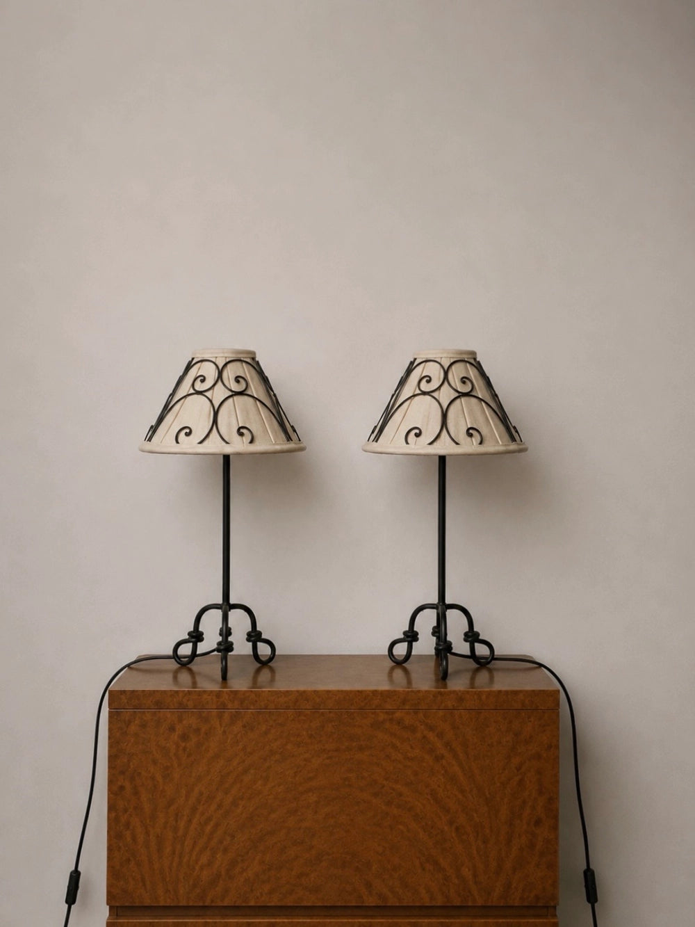 1960s Spanish Vintage Wrought Iron Scroll Table Lamp — alternate view