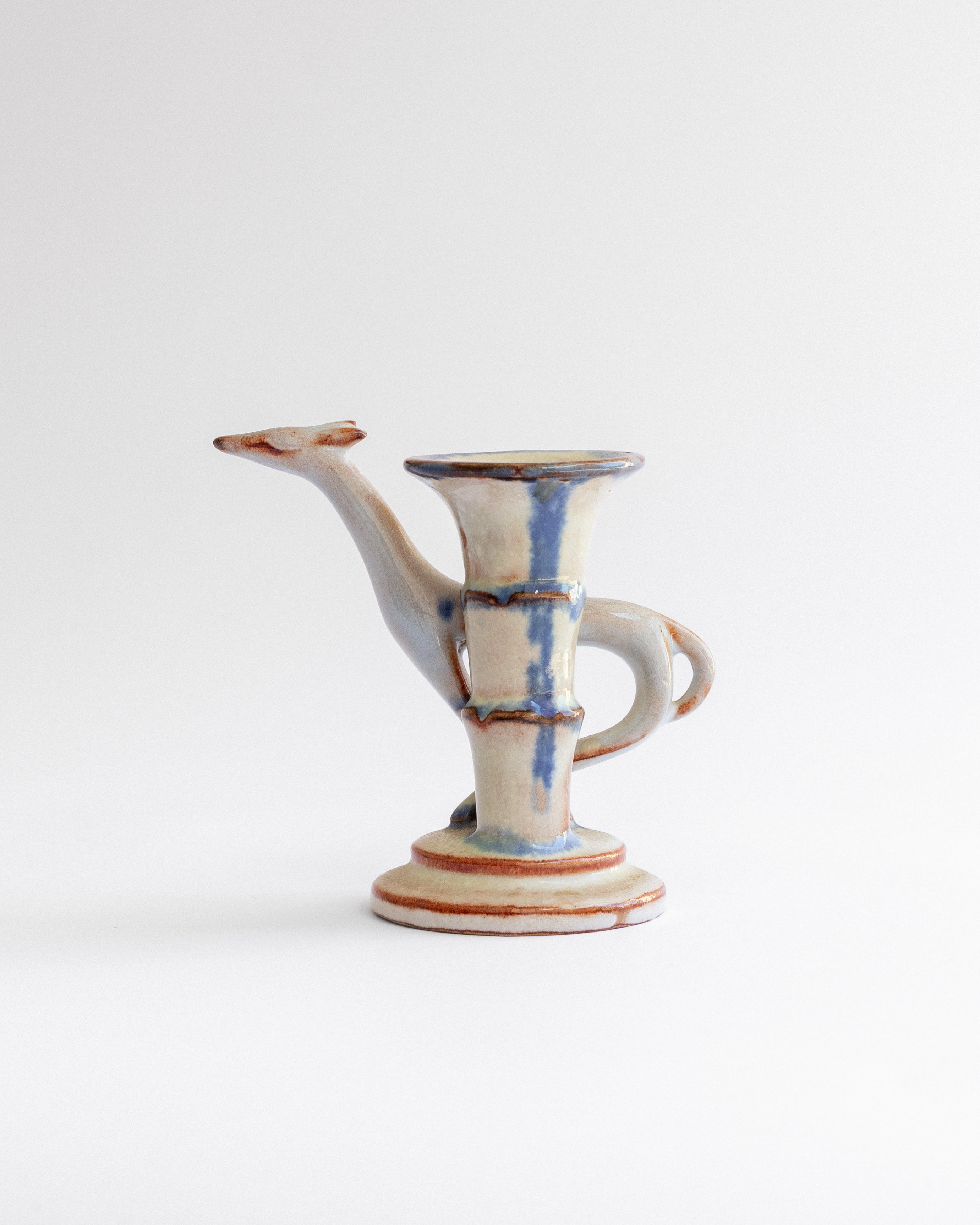 Sculptural Art Deco Ceramic Candle Holder, 1920s–30s — side angle