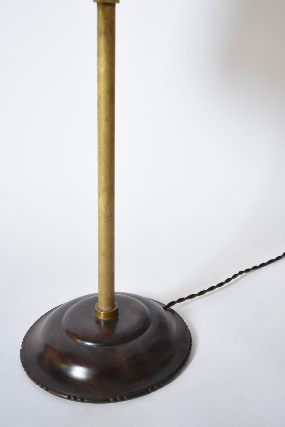 Brass and Wood Viennese Secession Lamp — close-up