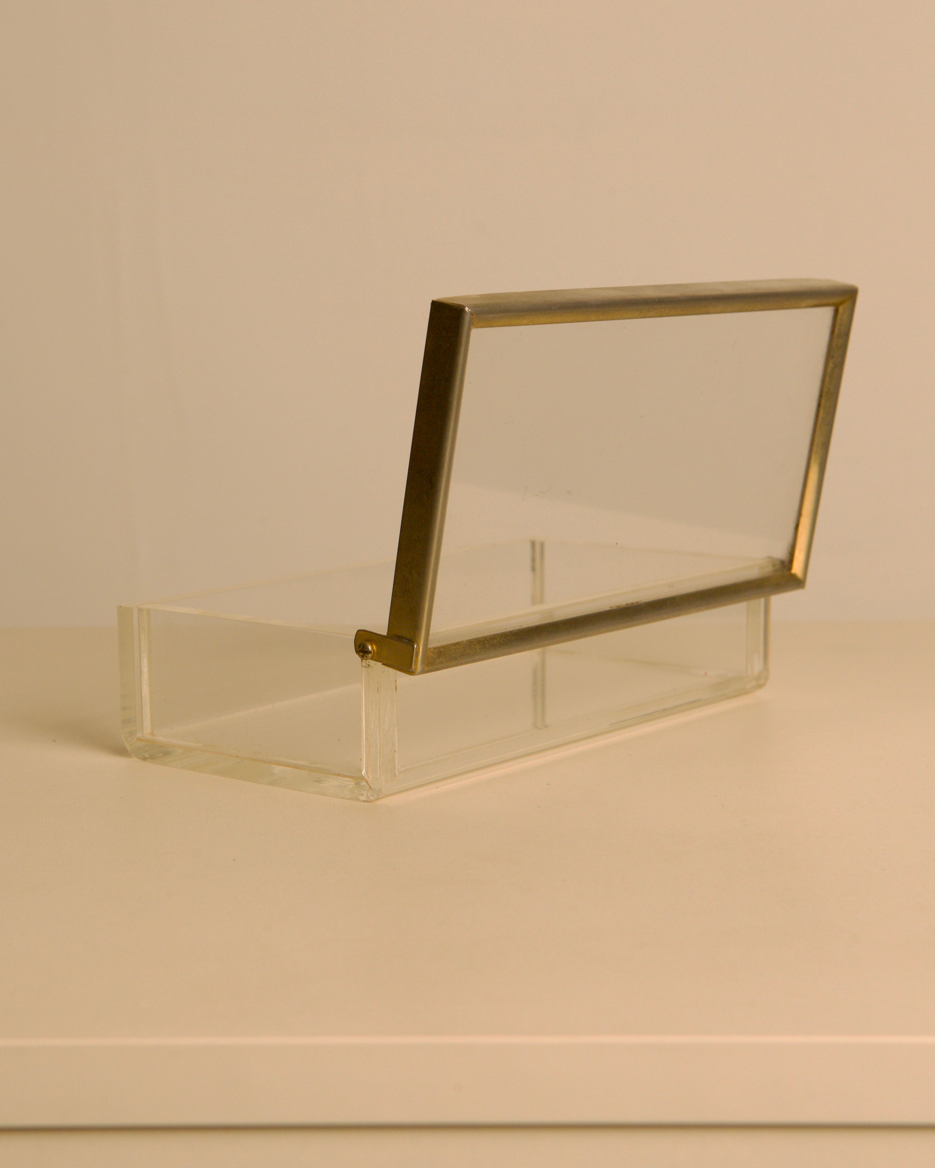 talian rectangular plexiglass box with metal trim, 1970s — alternate view