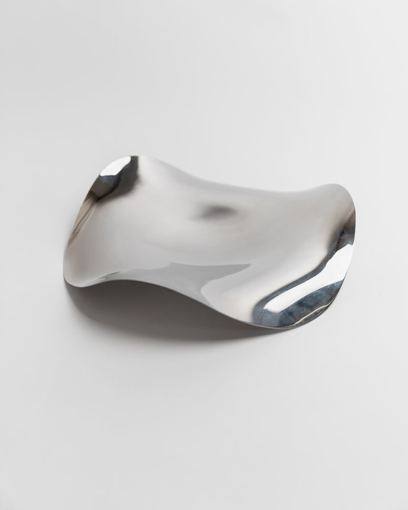 Vintage Georg Jensen polished metal bowl with organic curved form