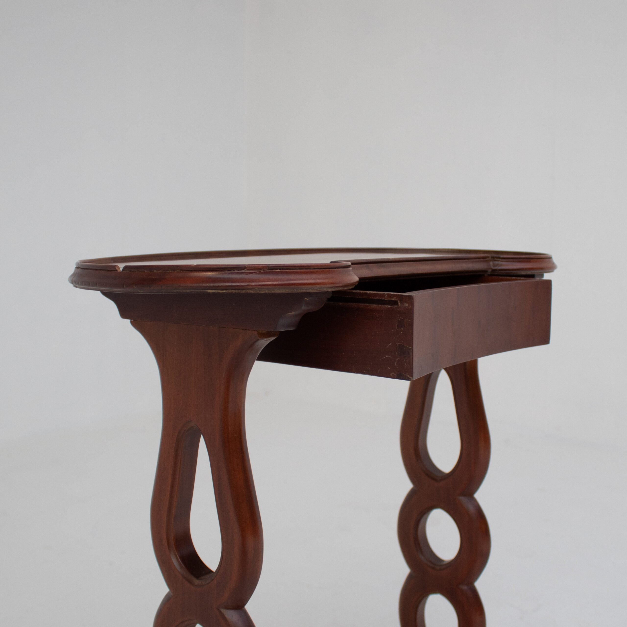 Michel Briard Sculptural Mahogany Side Table with Drawer — view 9