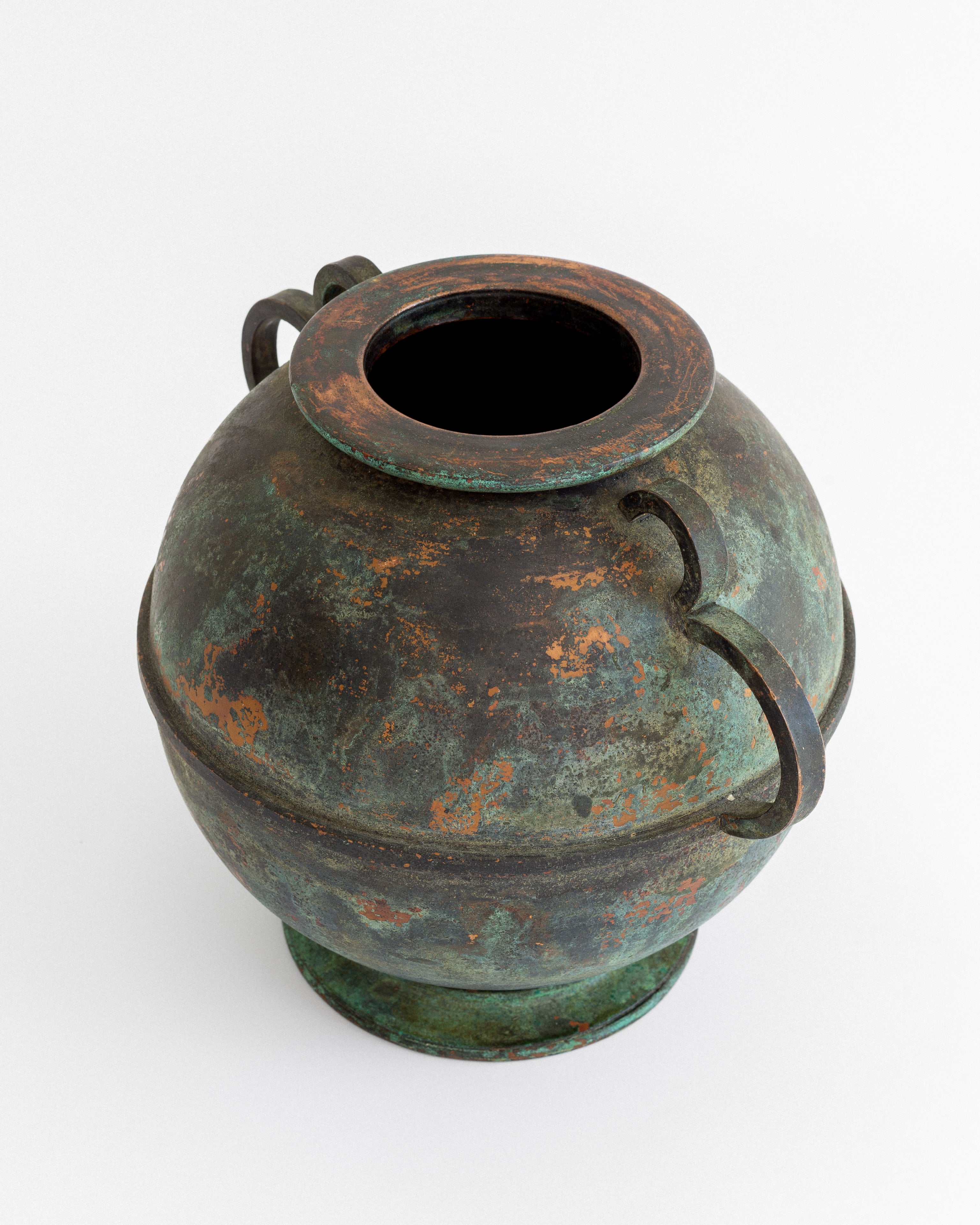 Rustic Vintage Vase with Verdigris Patina — lifestyle setting