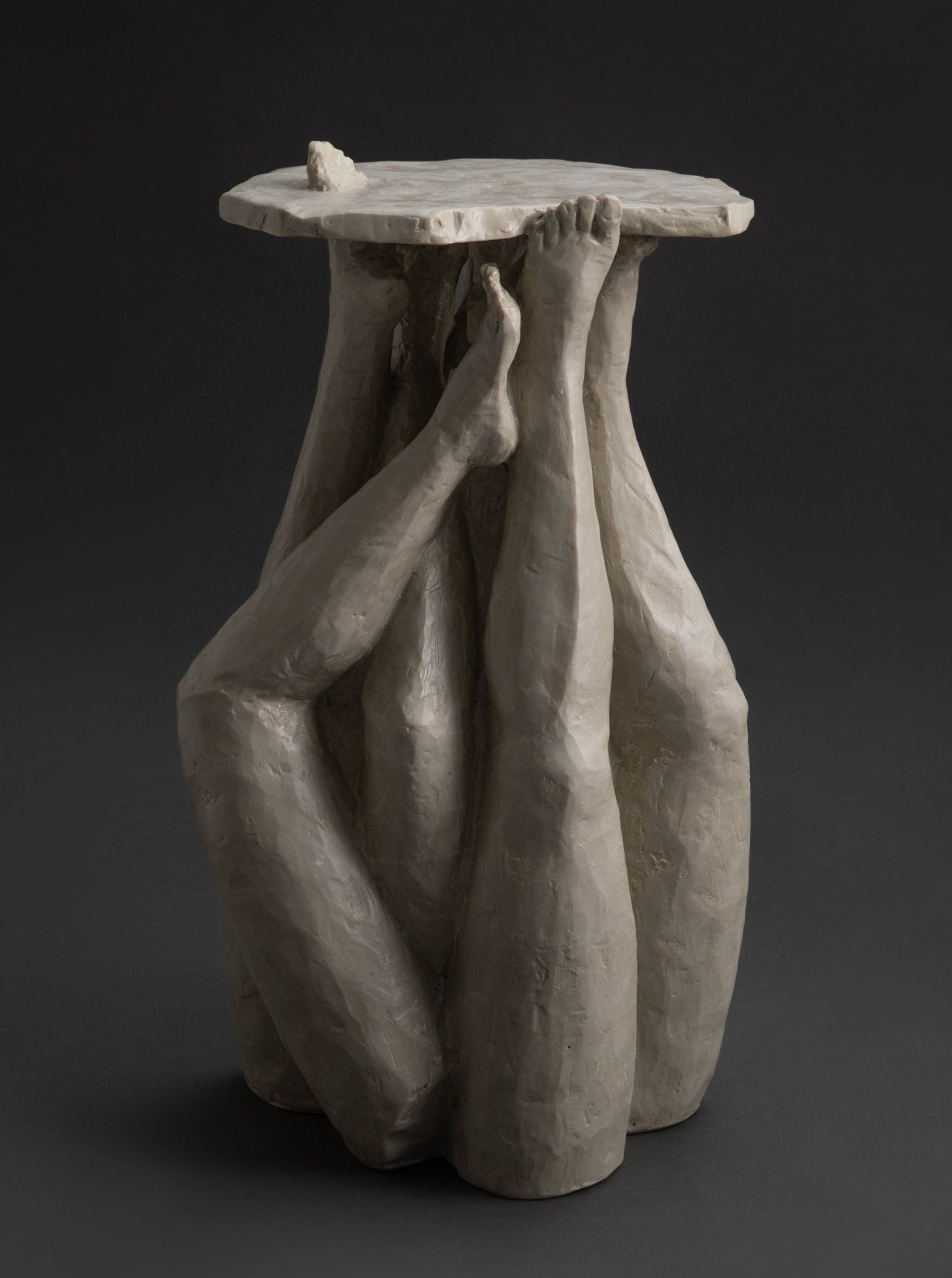 Contemporary Sculptural Side Table in Resin and Stone – Septem by Marcela Cure | The Oblist — gray resin, modern design