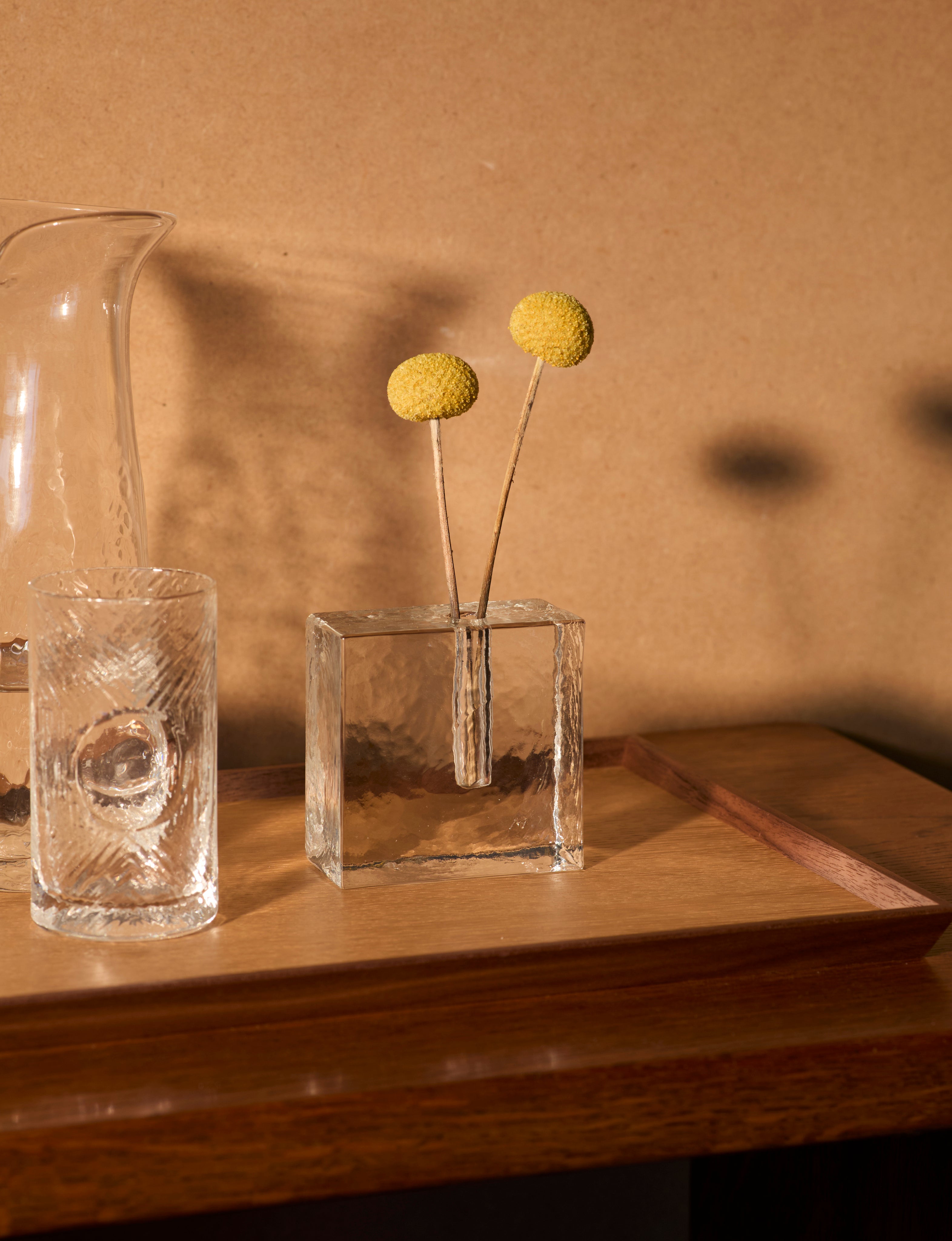 Block unifleur / stem vase in European glass (Small) — side angle