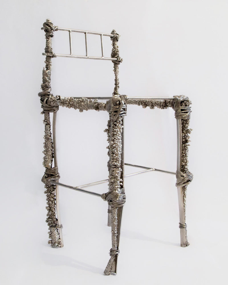 Fisherman Chair, Sculptural Chair by Panorammma | The Oblist — metallic finish, contemporary design