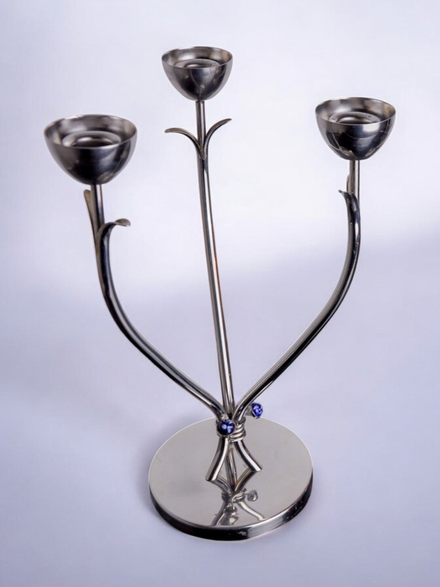Stainless Steel Candleholder, Spain, 1970s — close-up
