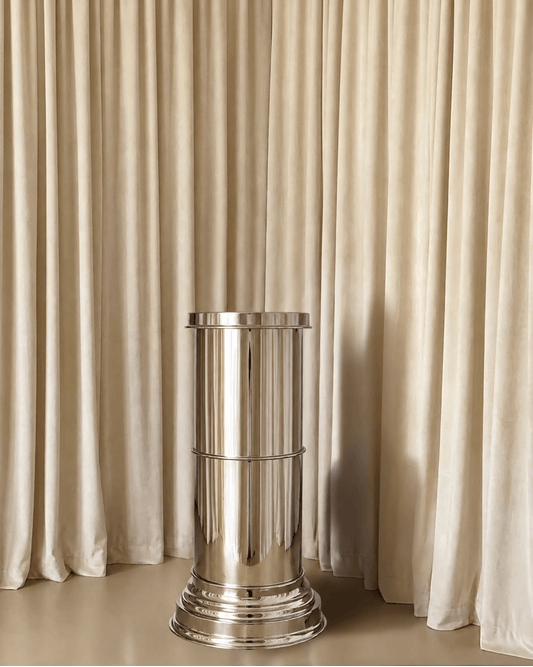 Cylindrical End Table in mirror-polished metal - Contemporary style by CASPAL | The Oblist