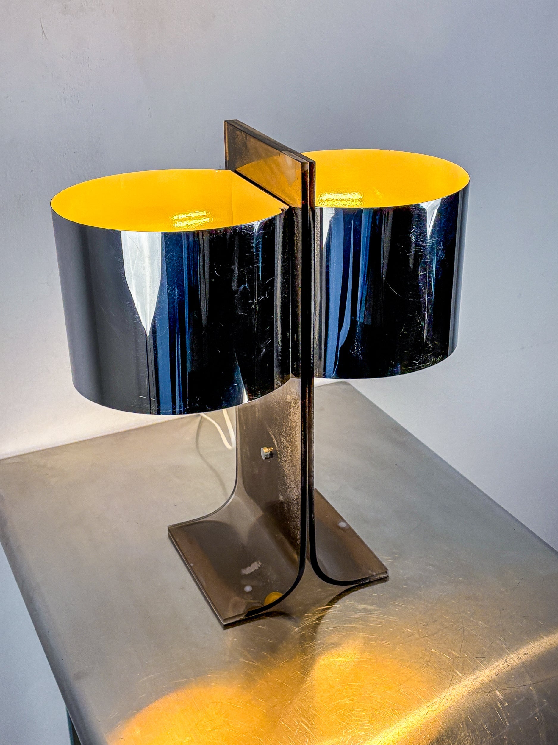 Lucite and Chrome Table Lamp Attributed to Gianfranco Fini & Fabrizio Cocchi, Italy 1970s — alternate view