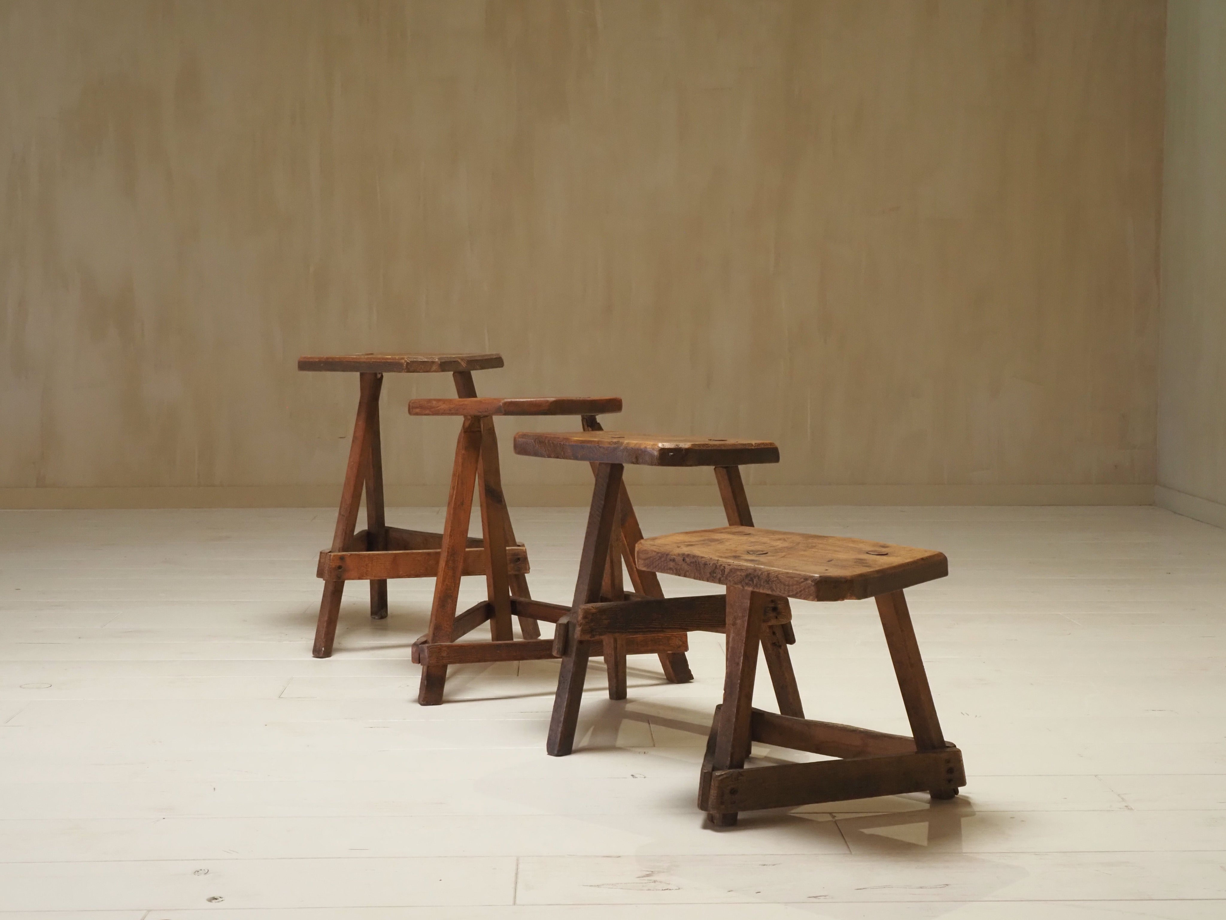 Set of 19th Century English Antique Oak Cutler's Stools — view 10