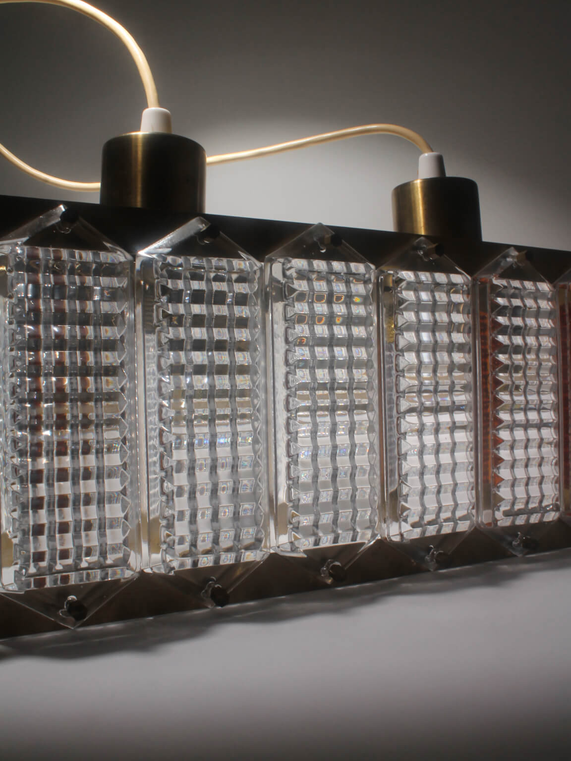 Wiktor Berndt Mid-Century Crystal And Brass Ceiling Light, For Flygsfors, Sweden — side angle