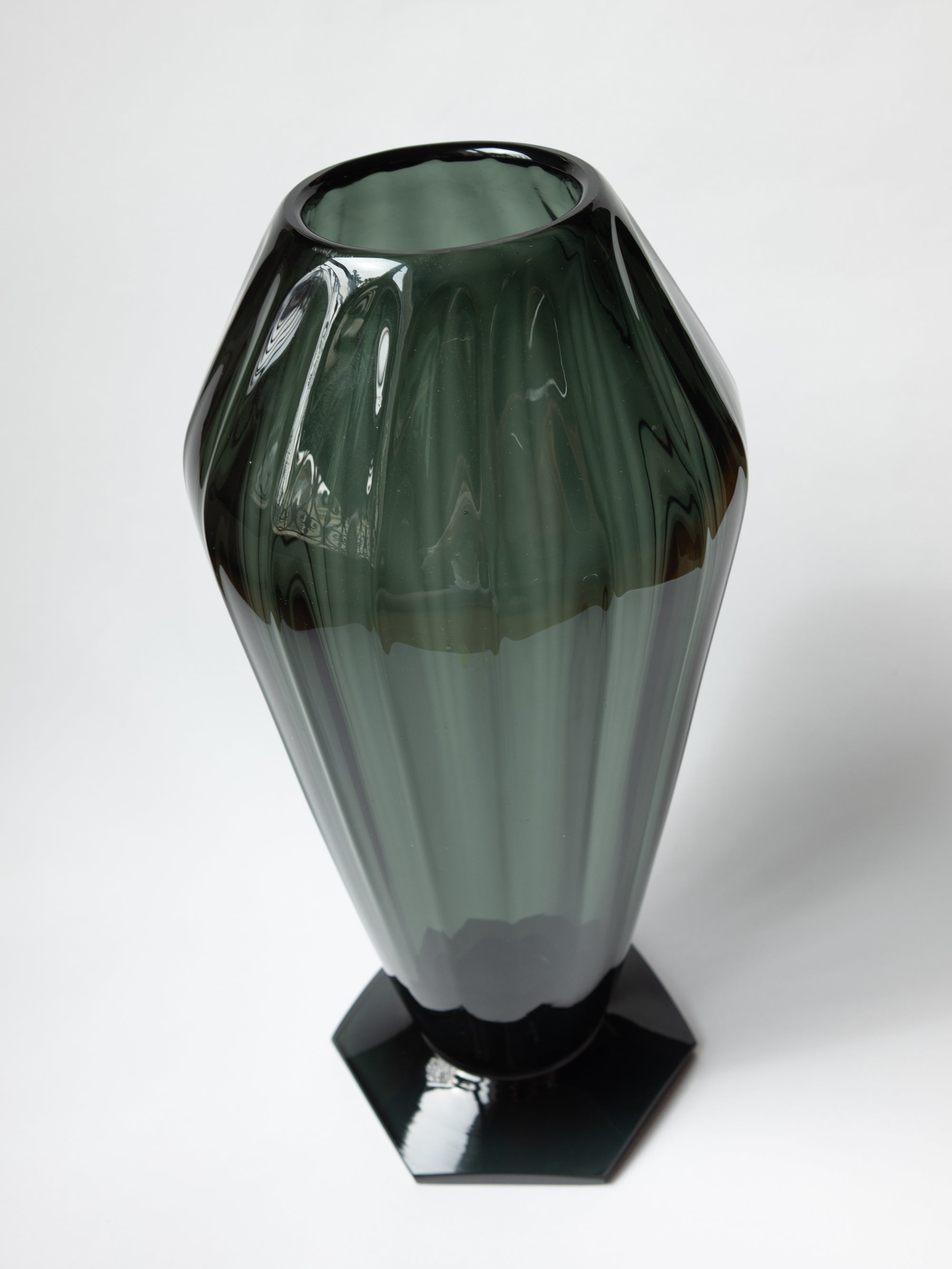 Monumental Faceted Glass Vase by André Delatte - France, c. 1920s — lifestyle setting