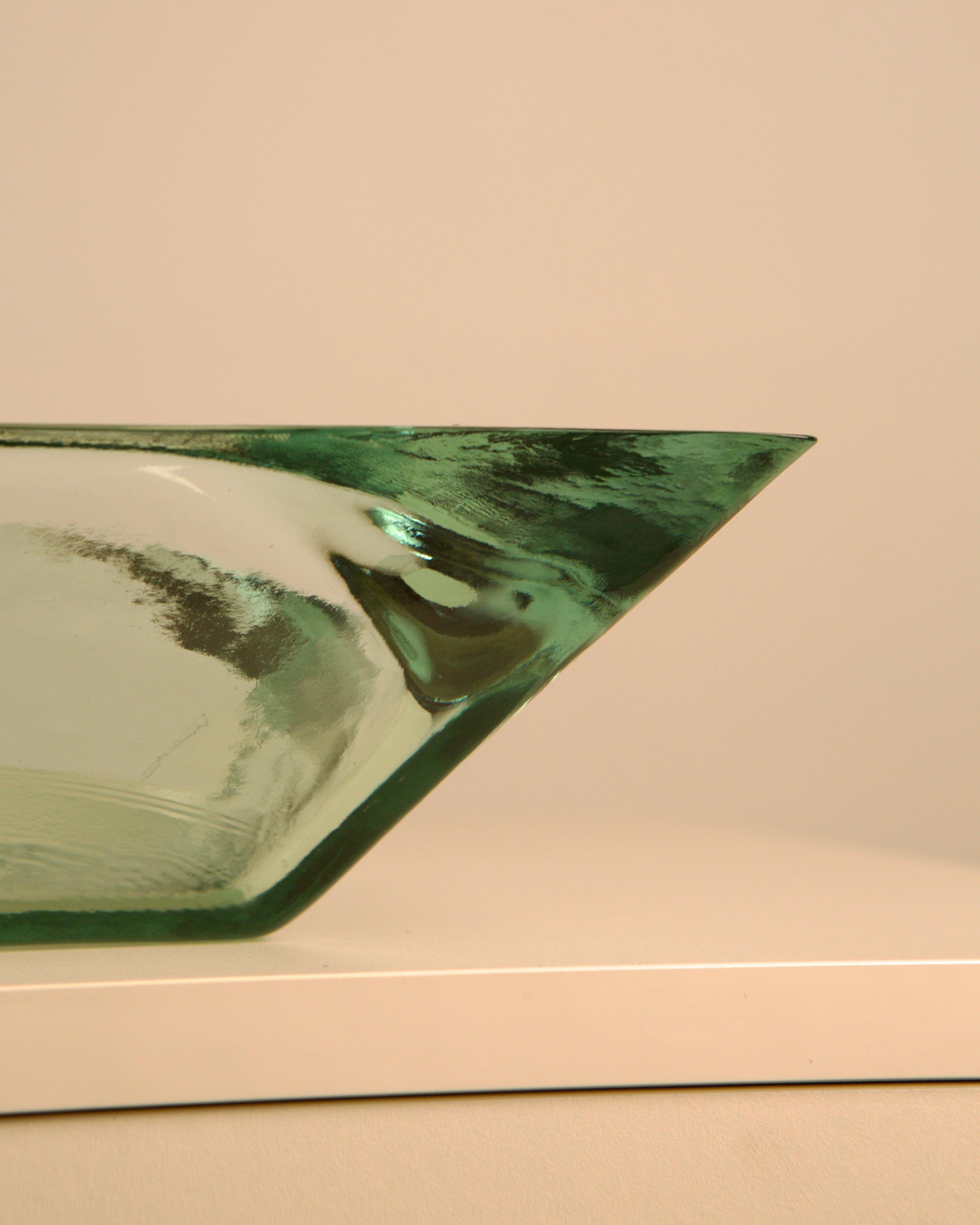 Large Italian glass basket by Fontana Arte, 1960s — lifestyle setting